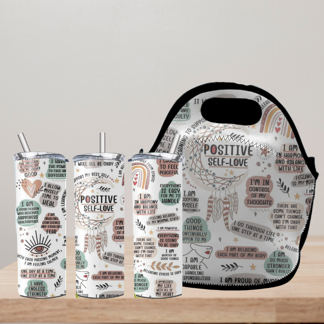 Radiant Sips for Black Women Collection -20oz Skinny Tumbler and Zippered Lunch Tote - Irie Vybyz Tees & Thingz