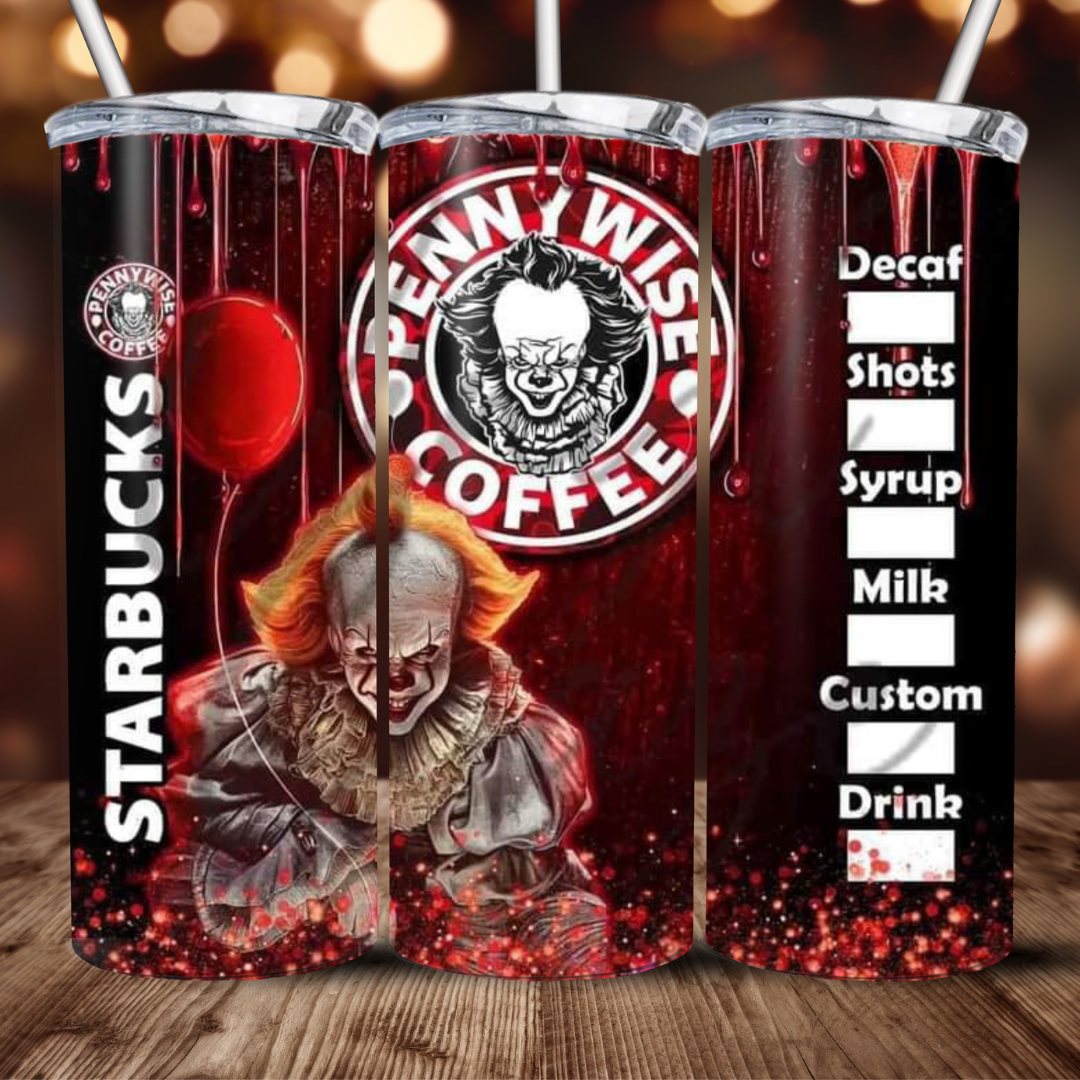 Halloween Coffee Inspired Design 20oz Stainless Steel Tumbler with lid and straw