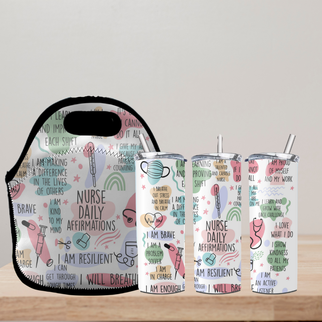 Radiant Sips for Black Women Collection -20oz Skinny Tumbler and Zippered Lunch Tote - Irie Vybyz Tees & Thingz
