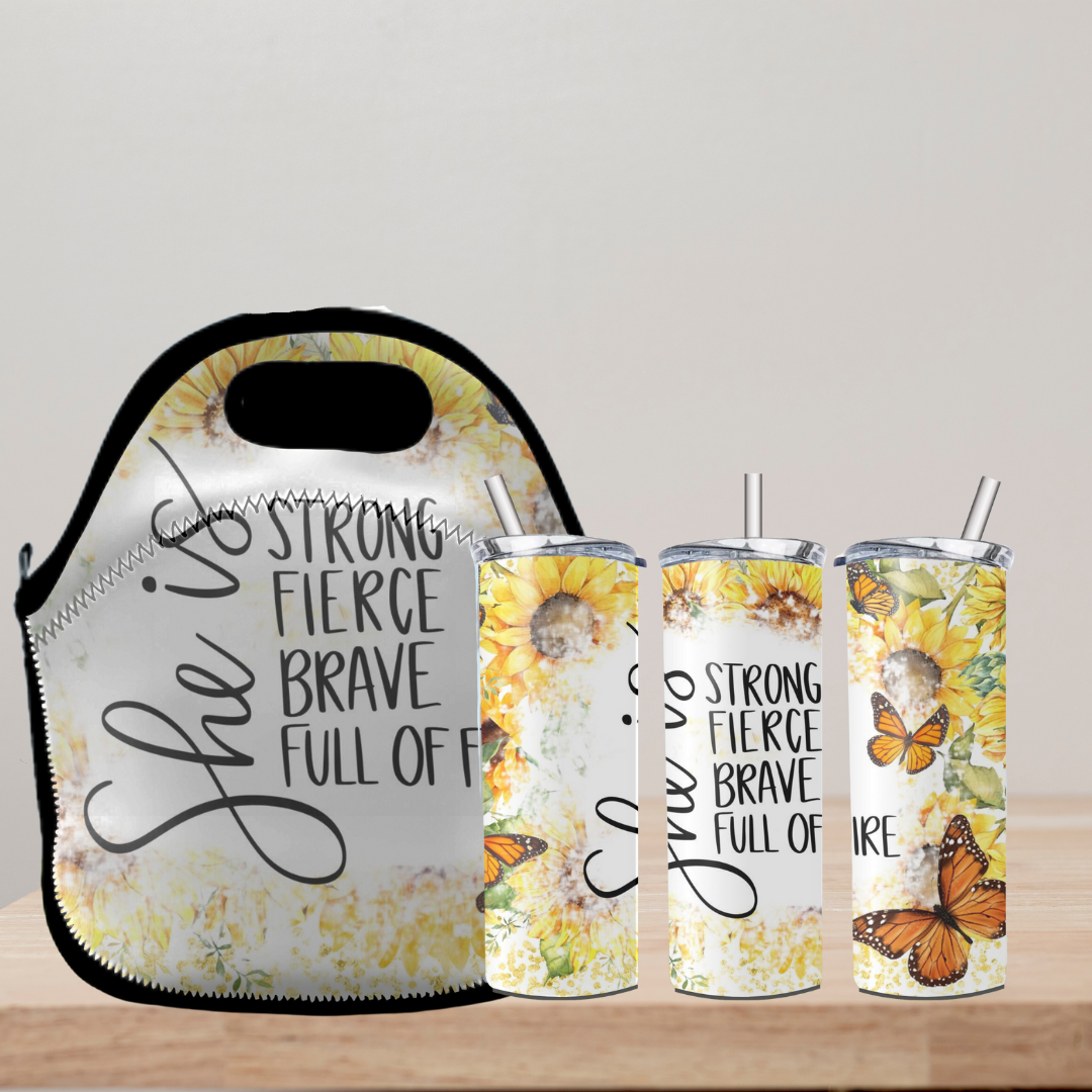 Radiant Sips for Black Women Collection -20oz Skinny Tumbler and Zippered Lunch Tote - Irie Vybyz Tees & Thingz