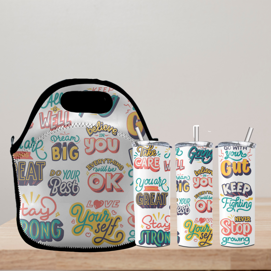 Radiant Sips for Black Women Collection -20oz Skinny Tumbler and Zippered Lunch Tote - Irie Vybyz Tees & Thingz