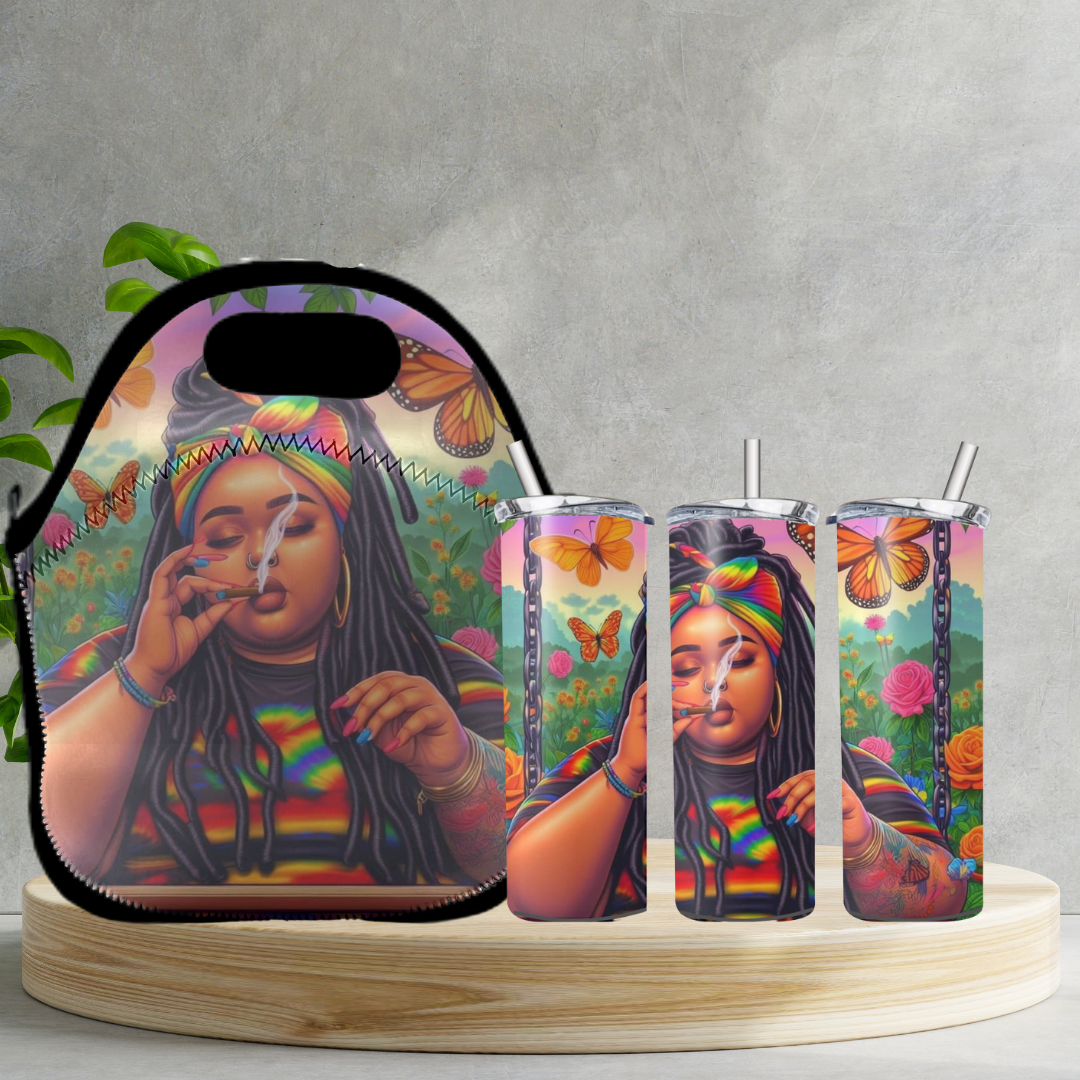 Radiant Sips for Black Women Collection -20oz Skinny Tumbler and Zippered Lunch Tote - Irie Vybyz Tees & Thingz