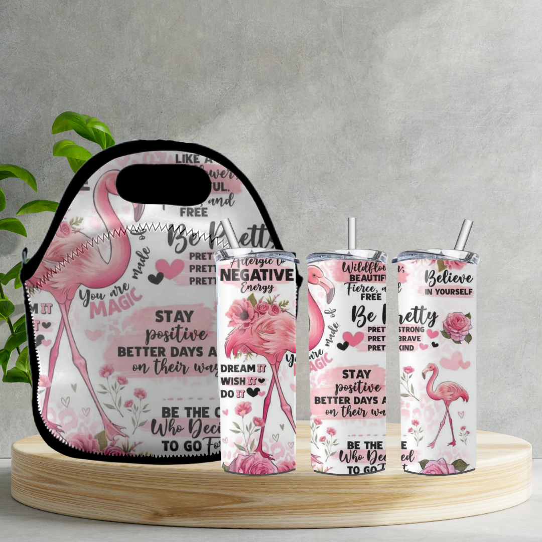 Radiant Sips for Black Women Collection -20oz Skinny Tumbler and Zippered Lunch Tote - Irie Vybyz Tees & Thingz