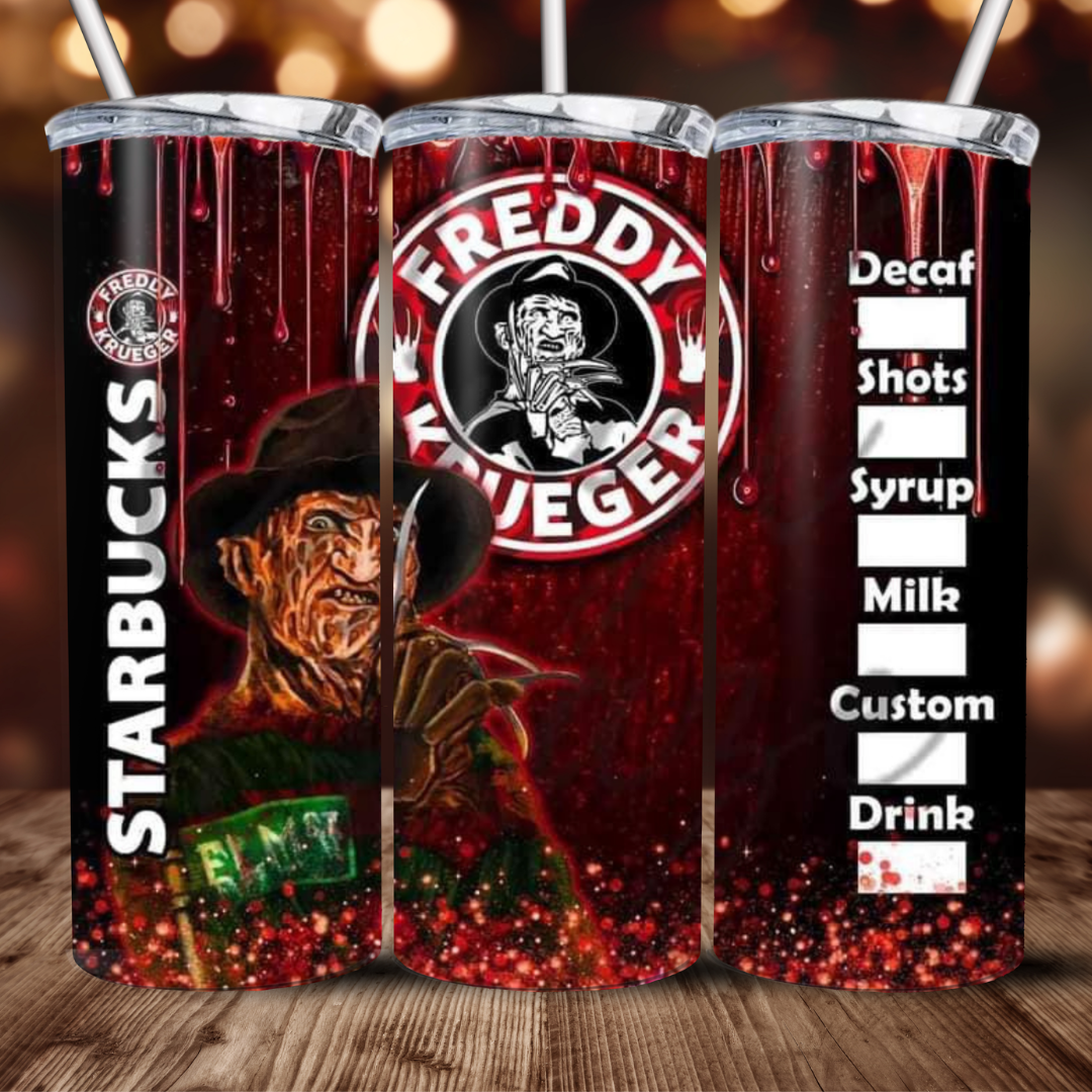 Halloween Coffee Inspired Design 20oz Stainless Steel Tumbler with lid and straw