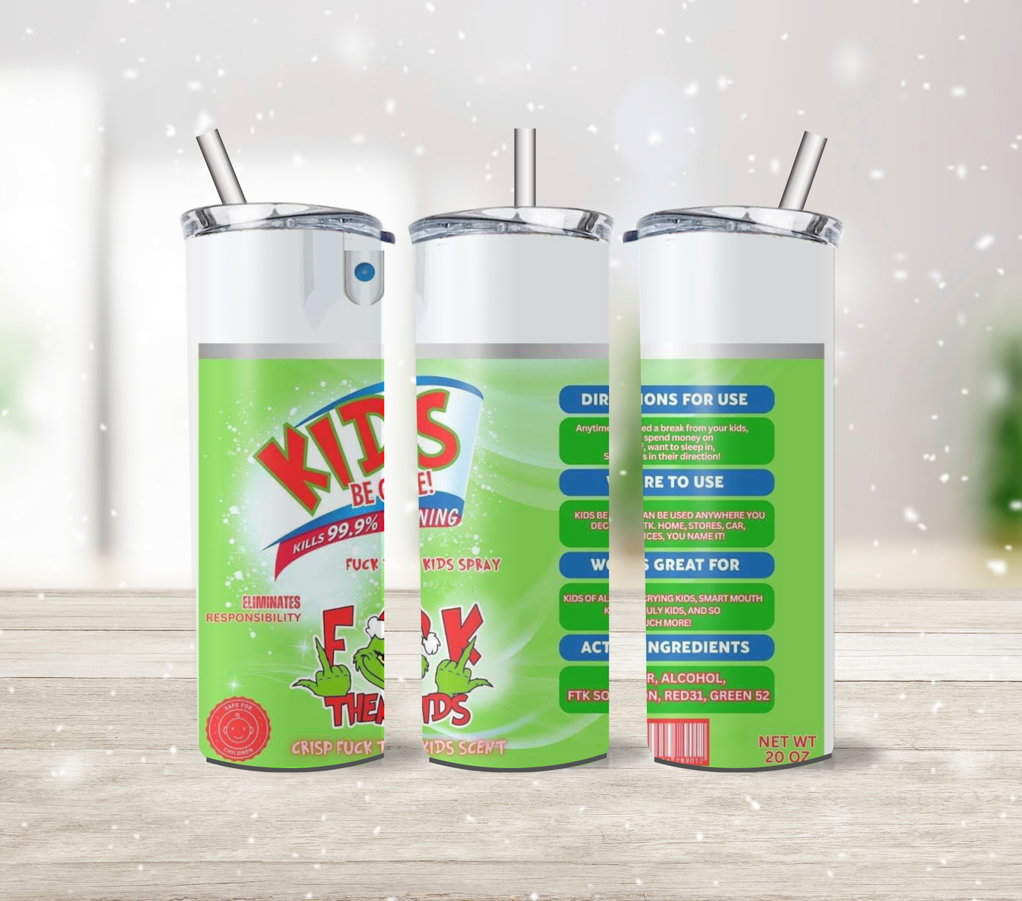 Christmas Grinch 20oz Stainless Steel Tumbler with lid and metal straw