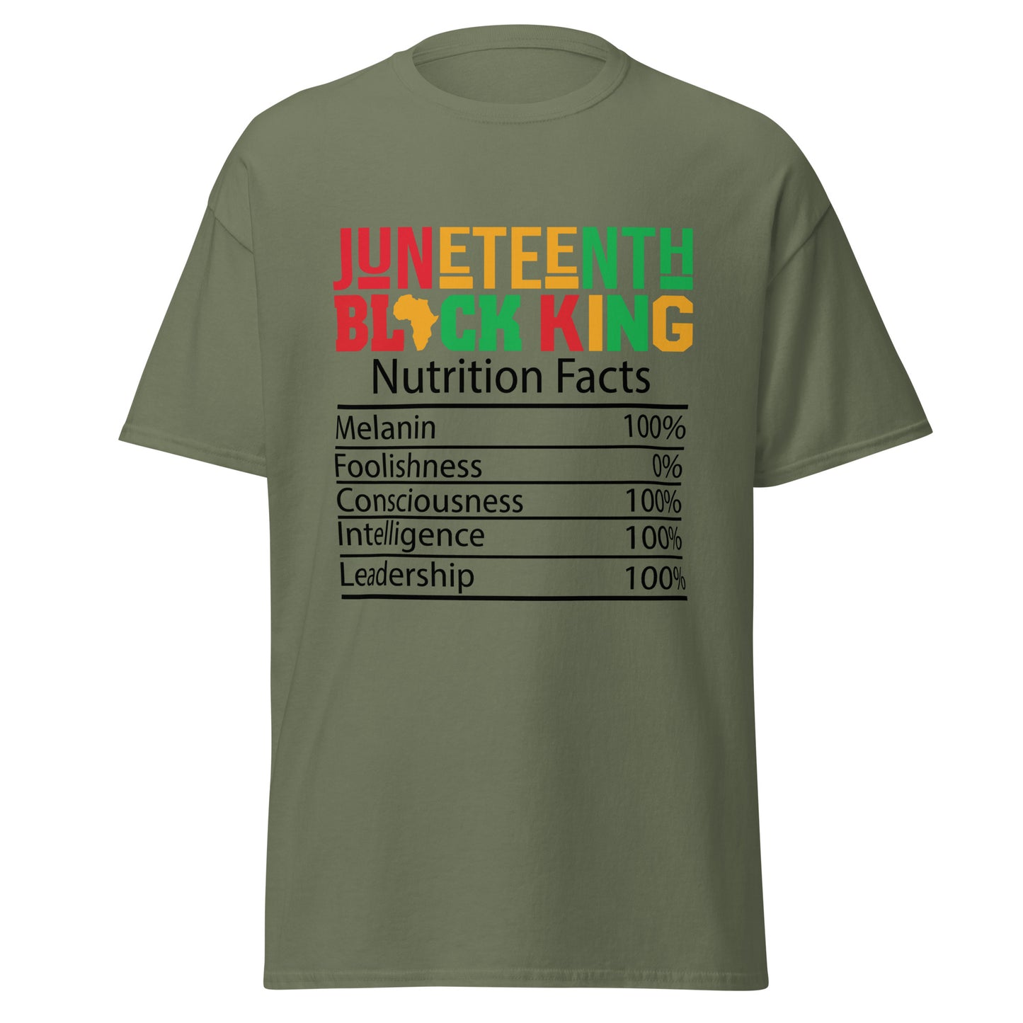 Black King Nutrition Facts Tee – 100% Strength, 0% Apologies