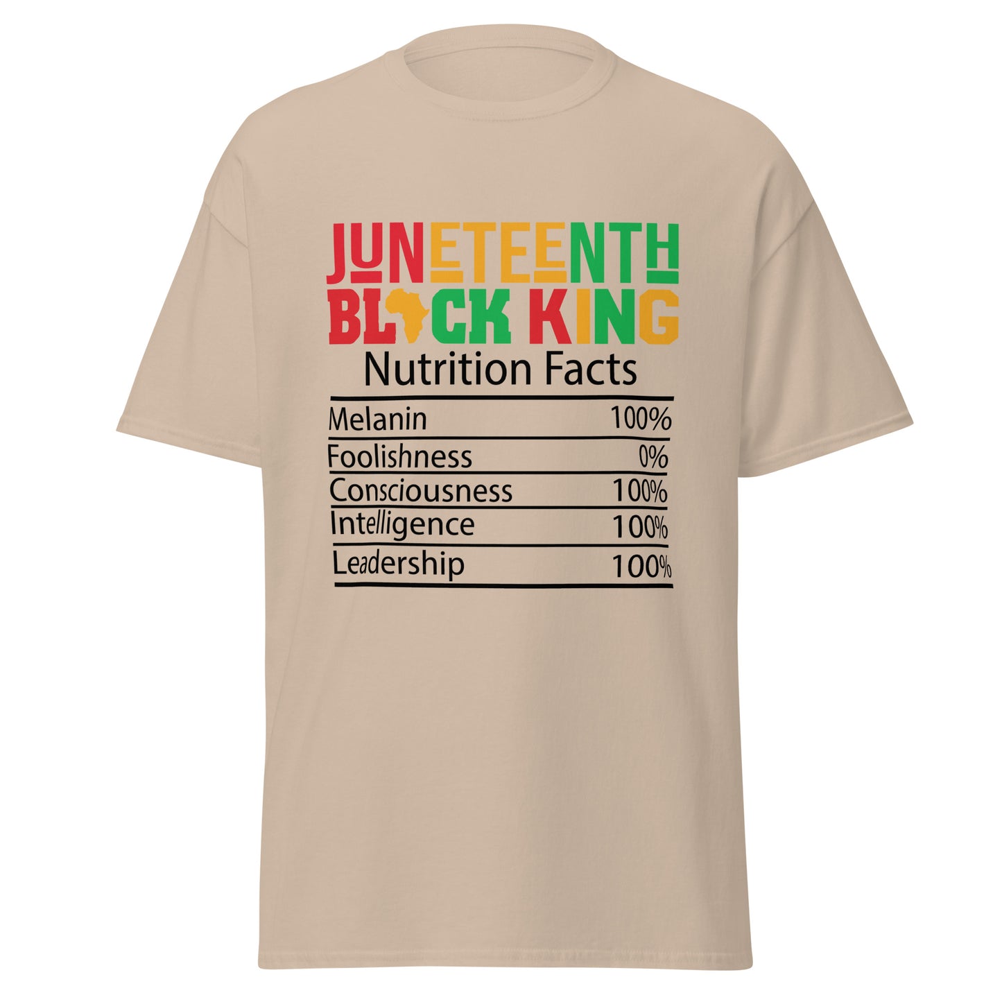 Black King Nutrition Facts Tee – 100% Strength, 0% Apologies