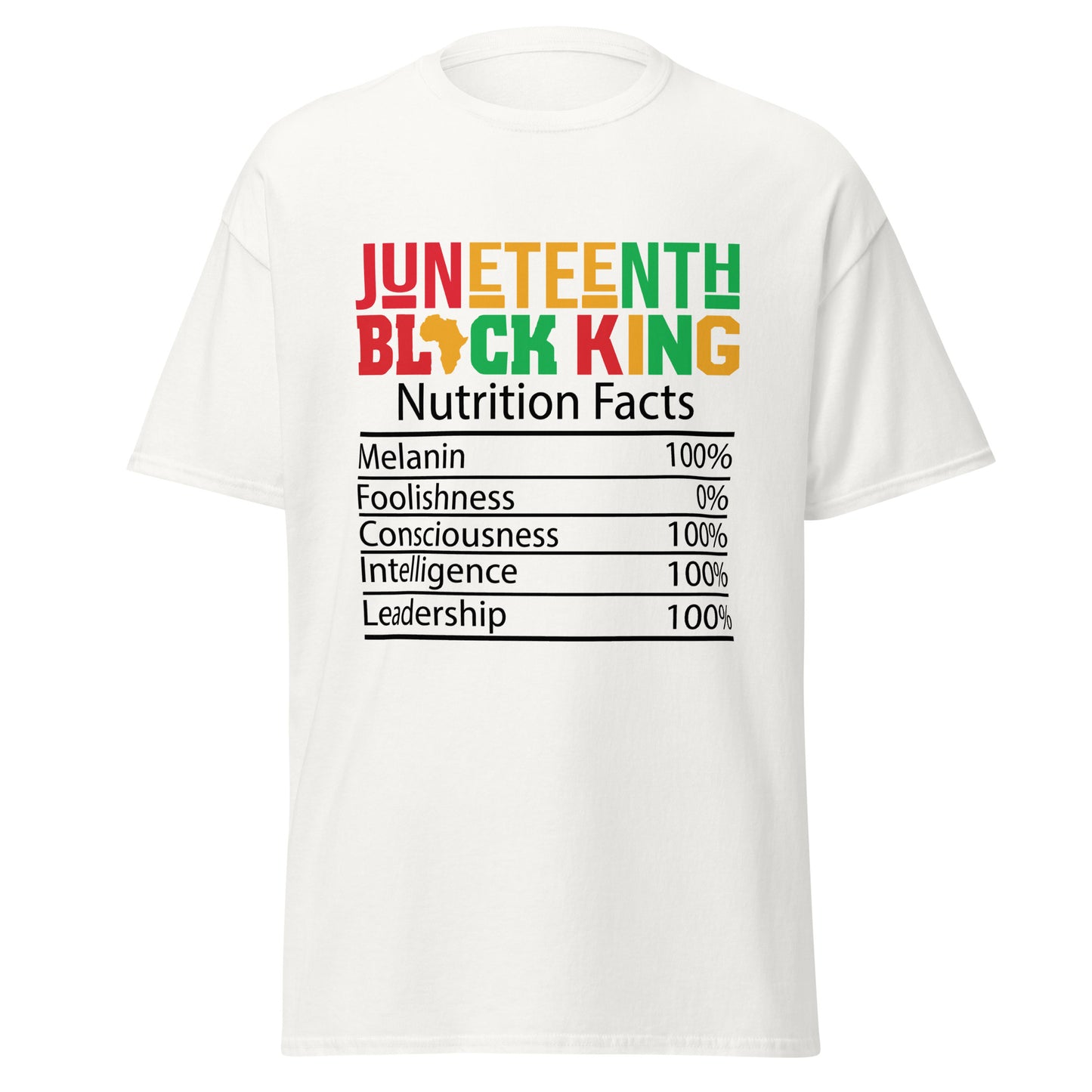 Black King Nutrition Facts Tee – 100% Strength, 0% Apologies