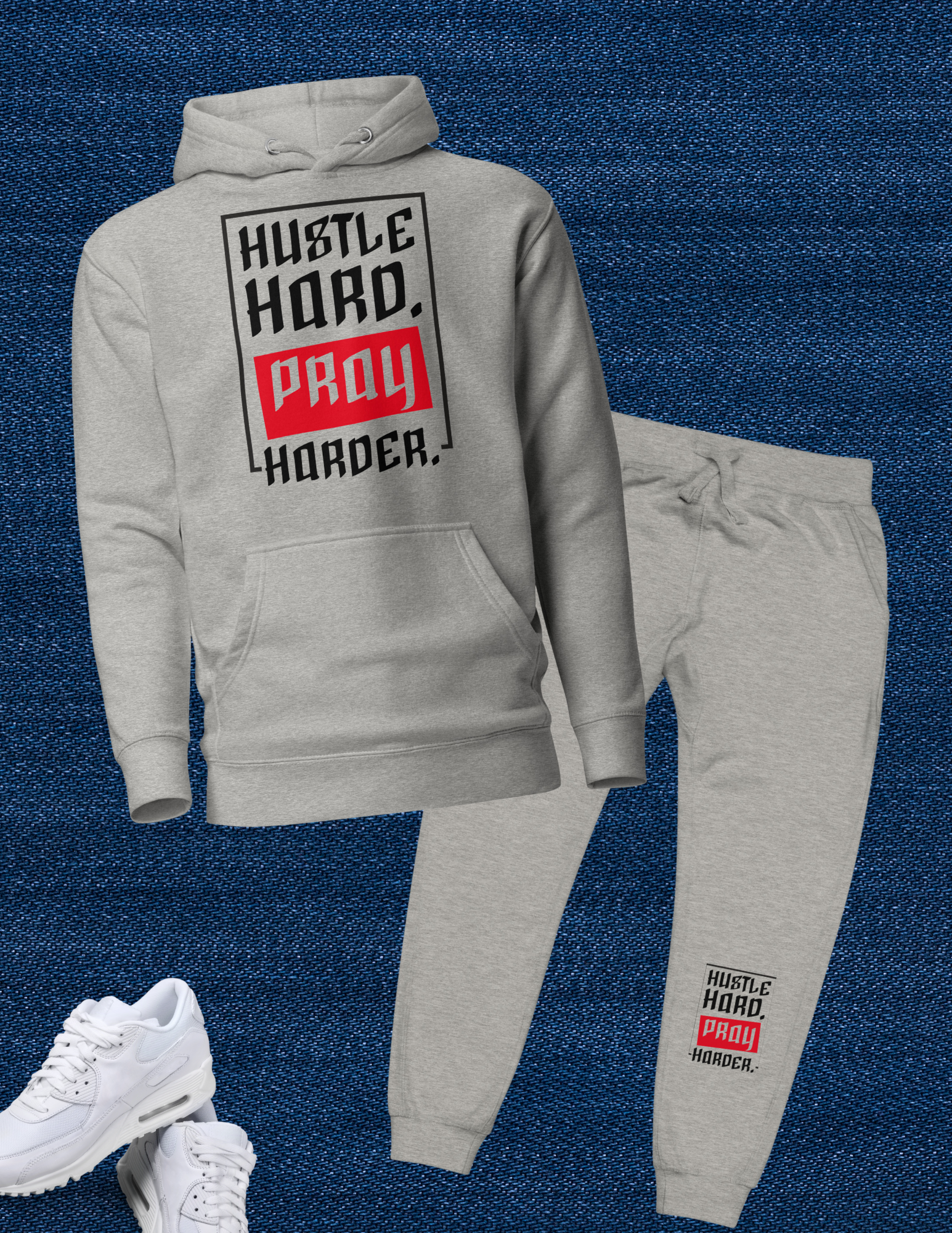 Hustle Hard Pray Harder Unisex Jogger Set - Irie Vybyz Tees & Thingz