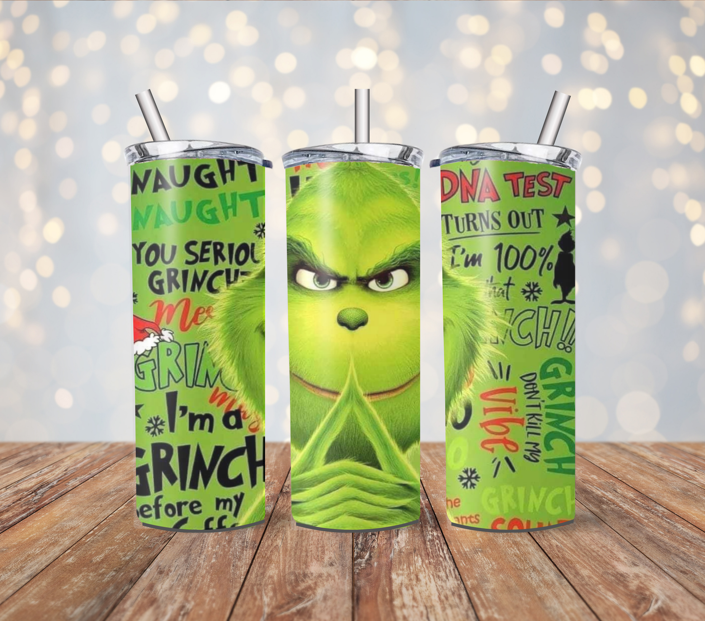 Christmas Grinch 20oz Stainless Steel Tumbler with lid and metal straw