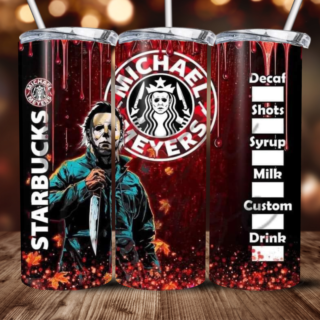 Halloween Coffee Inspired  Design 20oz Stainless Steel Tumbler with lid and straw