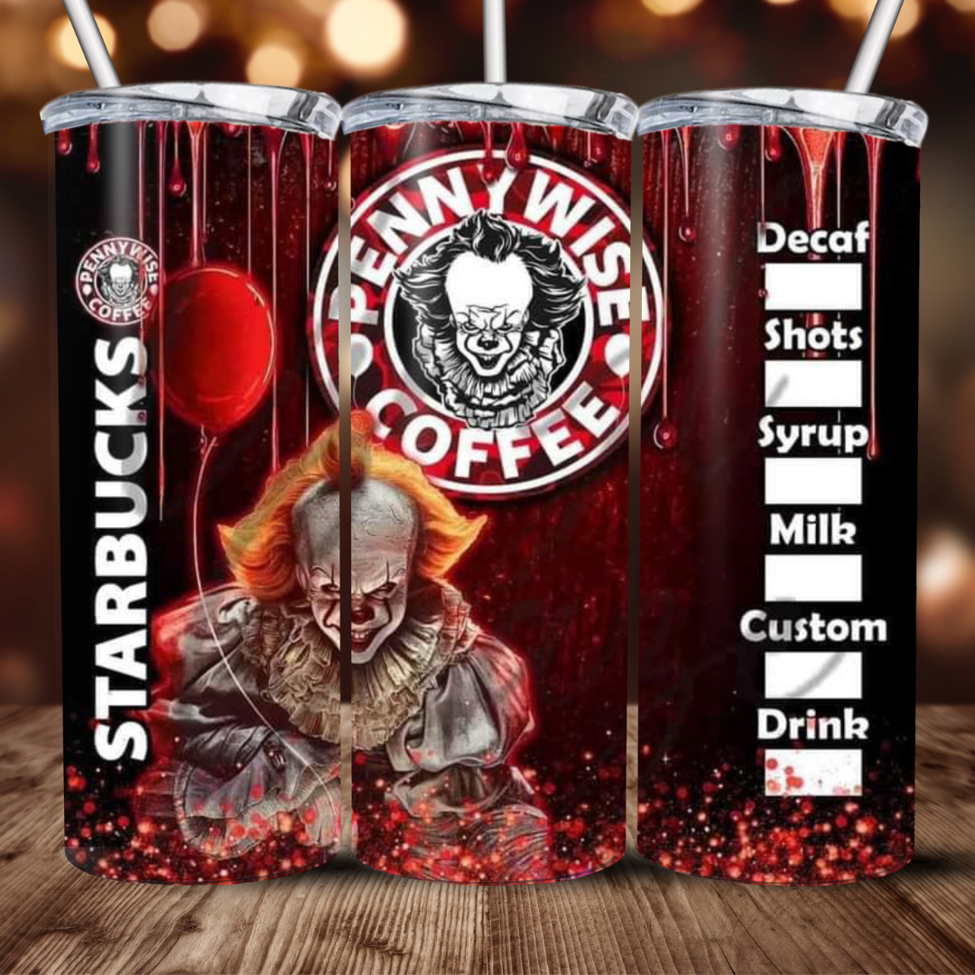 Halloween Coffee Inspired  Design 20oz Stainless Steel Tumbler with lid and straw