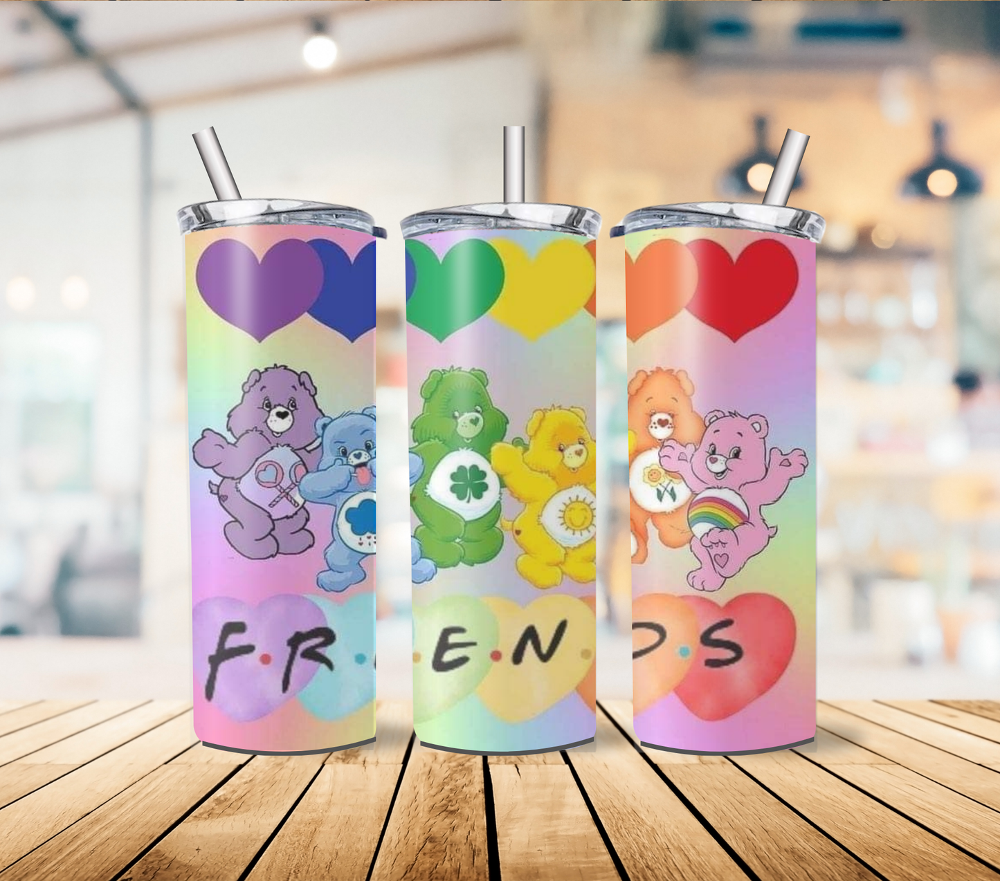 Swear and Care Bear 20oz Stainless Steel Tumbler with lid and straw