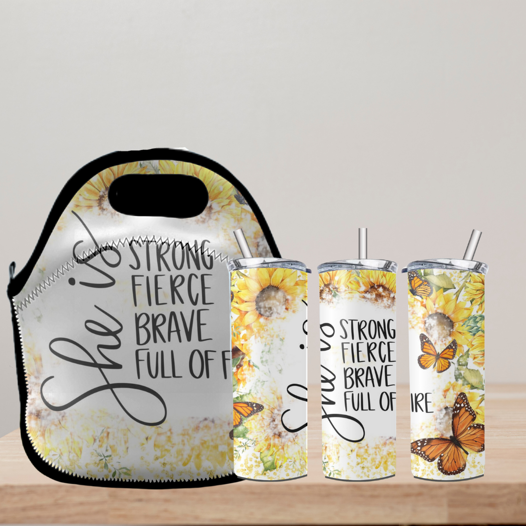 20oz Skinny Tumbler and Zippered Lunch Tote with Daily Affirmations