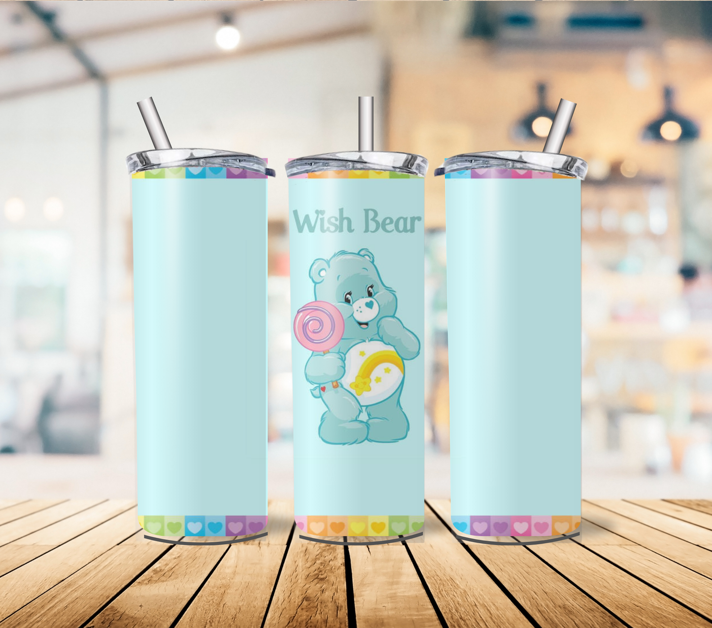 Swear and Care Bear 20oz Stainless Steel Tumbler with lid and straw