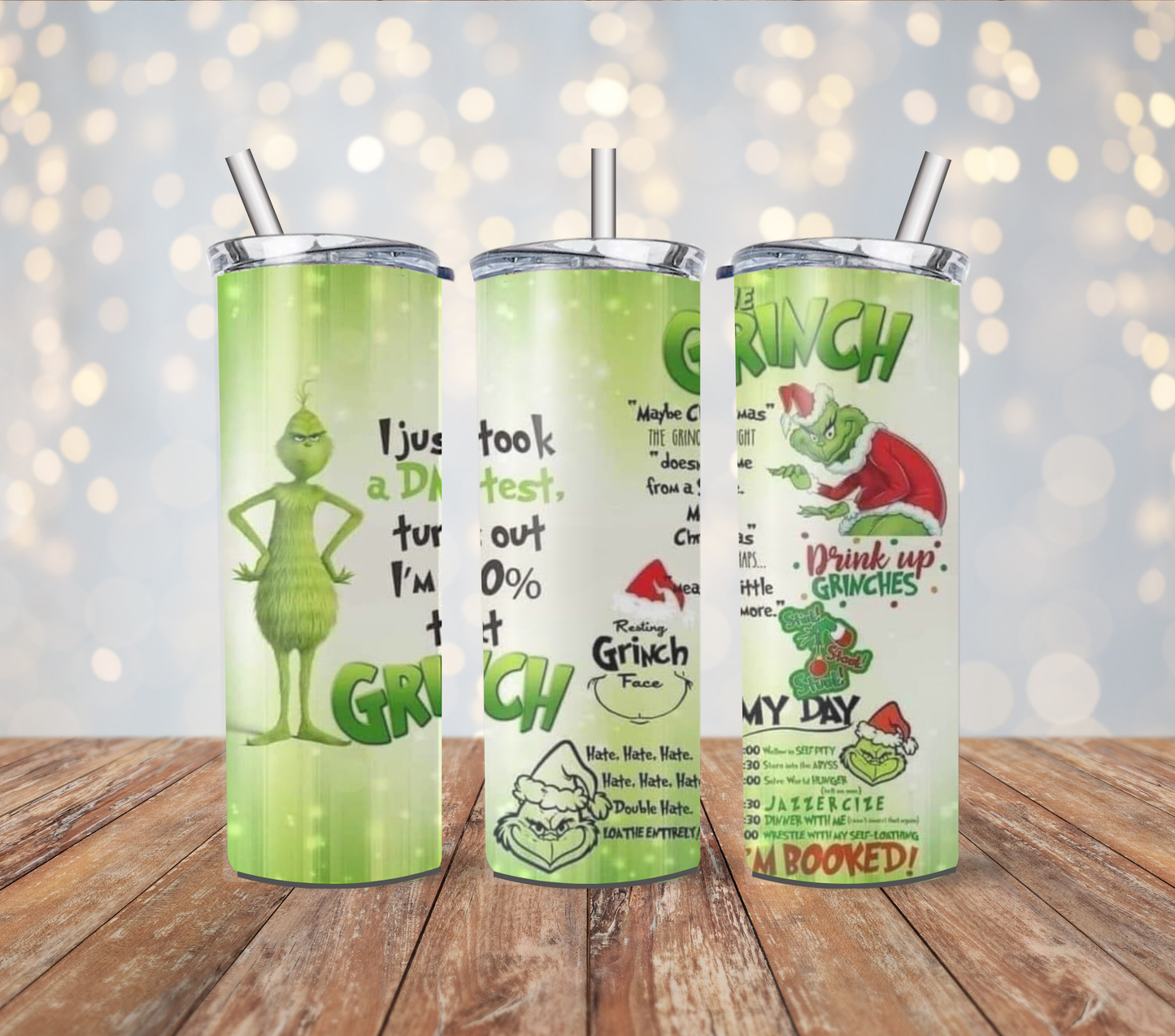 Christmas Grinch 20oz Stainless Steel Tumbler with lid and metal straw