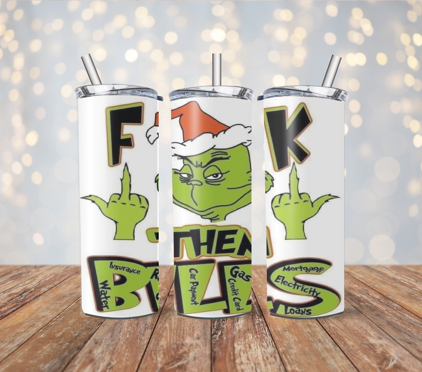 Christmas Grinch 20oz Stainless Steel Tumbler with lid and metal straw