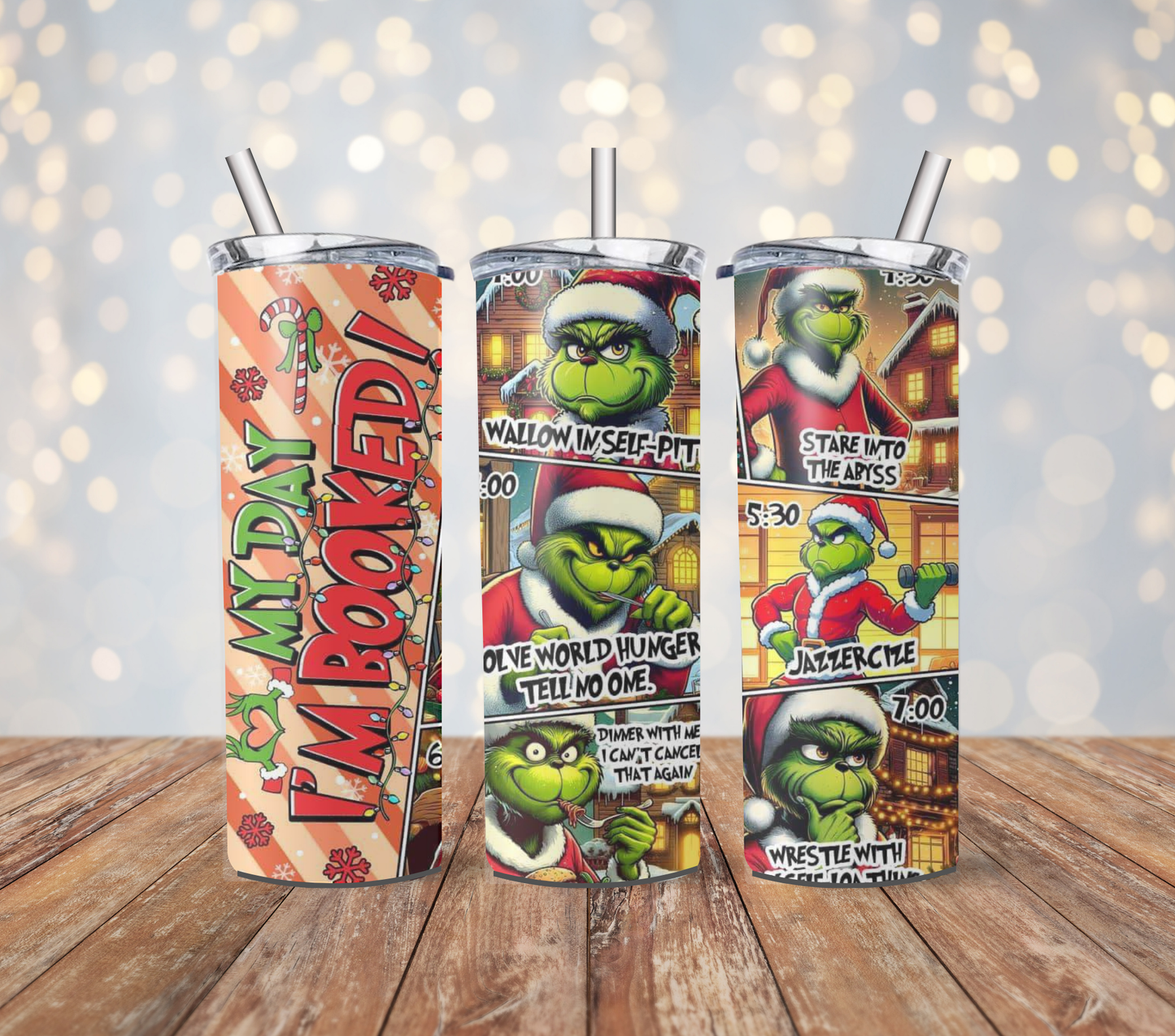 Christmas Grinch 20oz Stainless Steel Tumbler with lid and metal straw