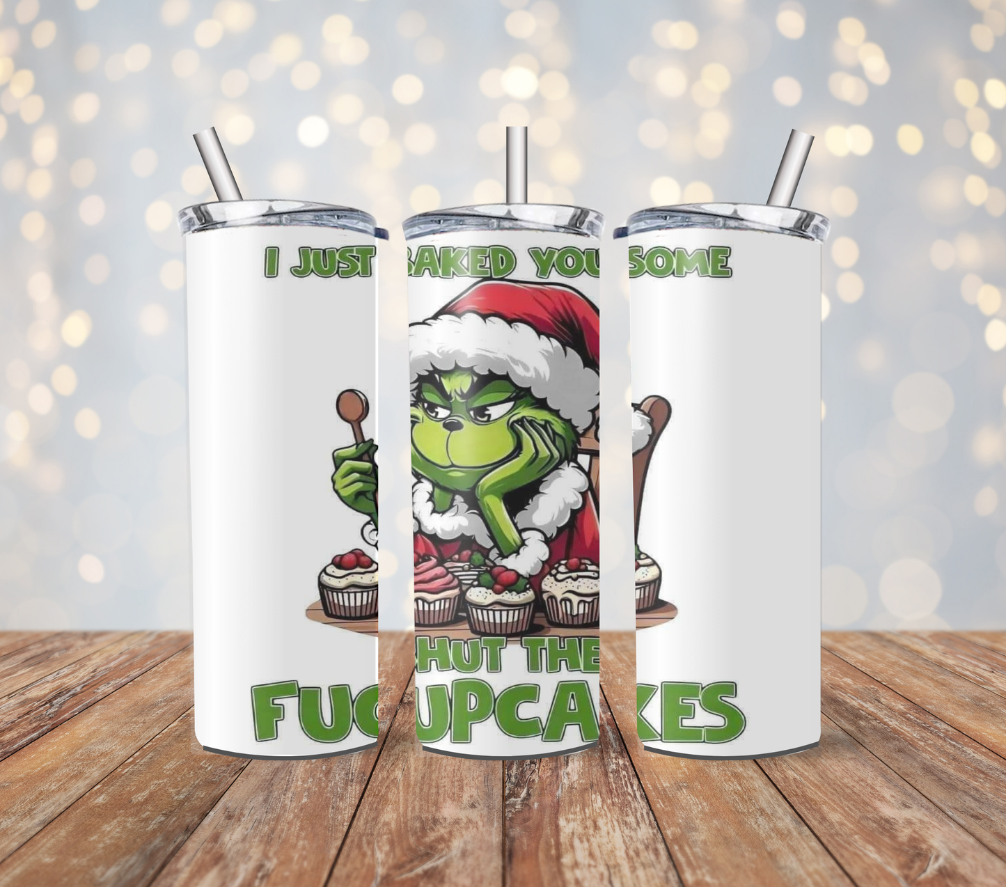 Christmas Grinch 20oz Stainless Steel Tumbler with lid and metal straw