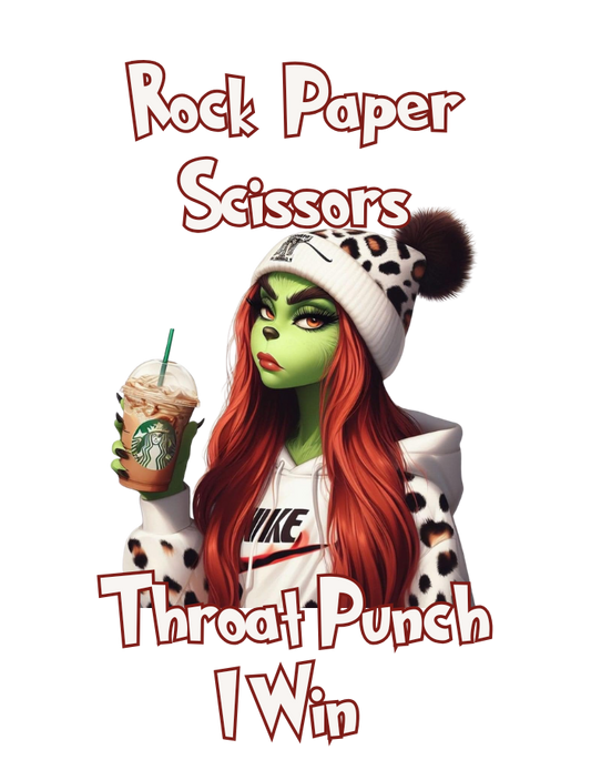 Rock, Paper Scissors, Throat Punch Grinch Sweatshirt/Pullover/Zip Up Hoodie