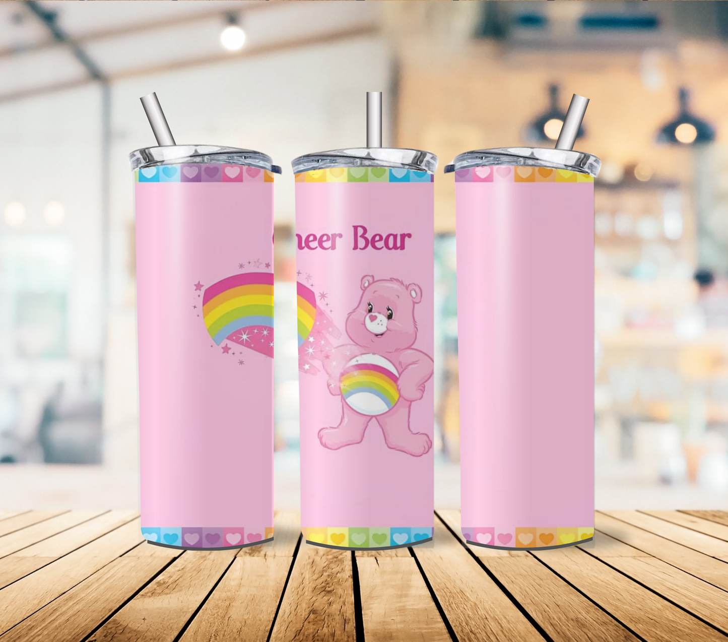 Swear and Care Bear 20oz Stainless Steel Tumbler with lid and straw