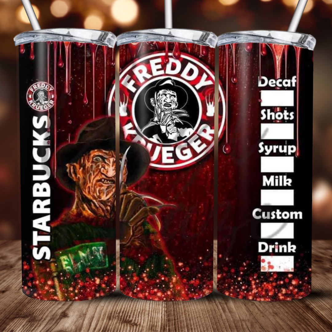 Halloween Coffee Inspired  Design 20oz Stainless Steel Tumbler with lid and straw