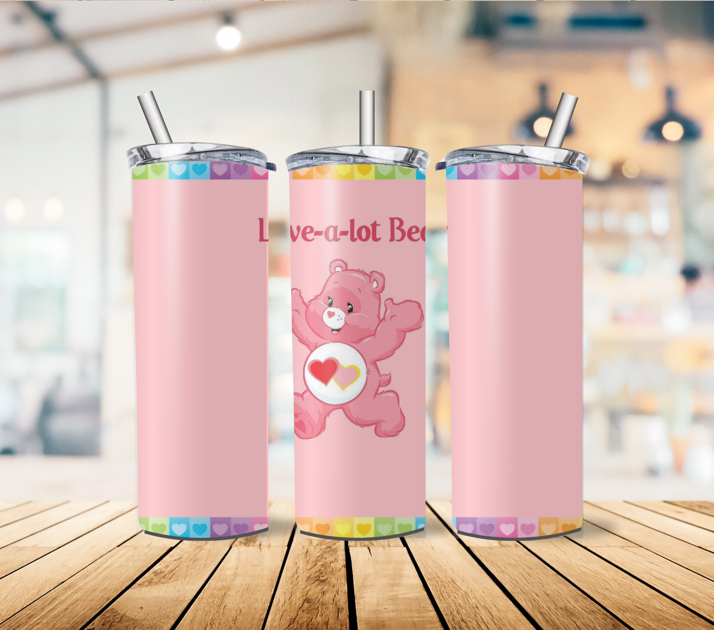 Swear and Care Bear 20oz Stainless Steel Tumbler with lid and straw