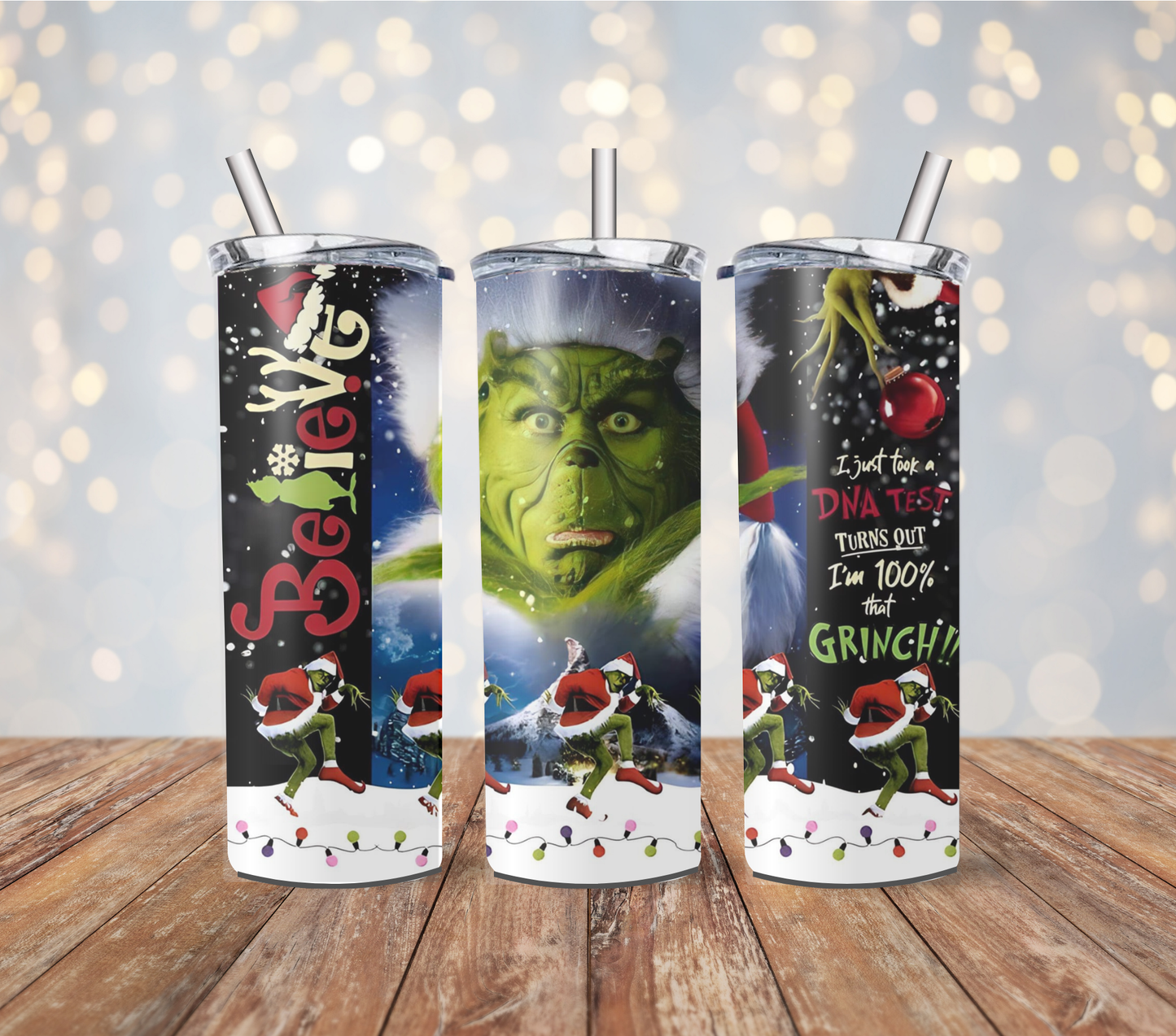 Christmas Grinch 20oz Stainless Steel Tumbler with lid and metal straw