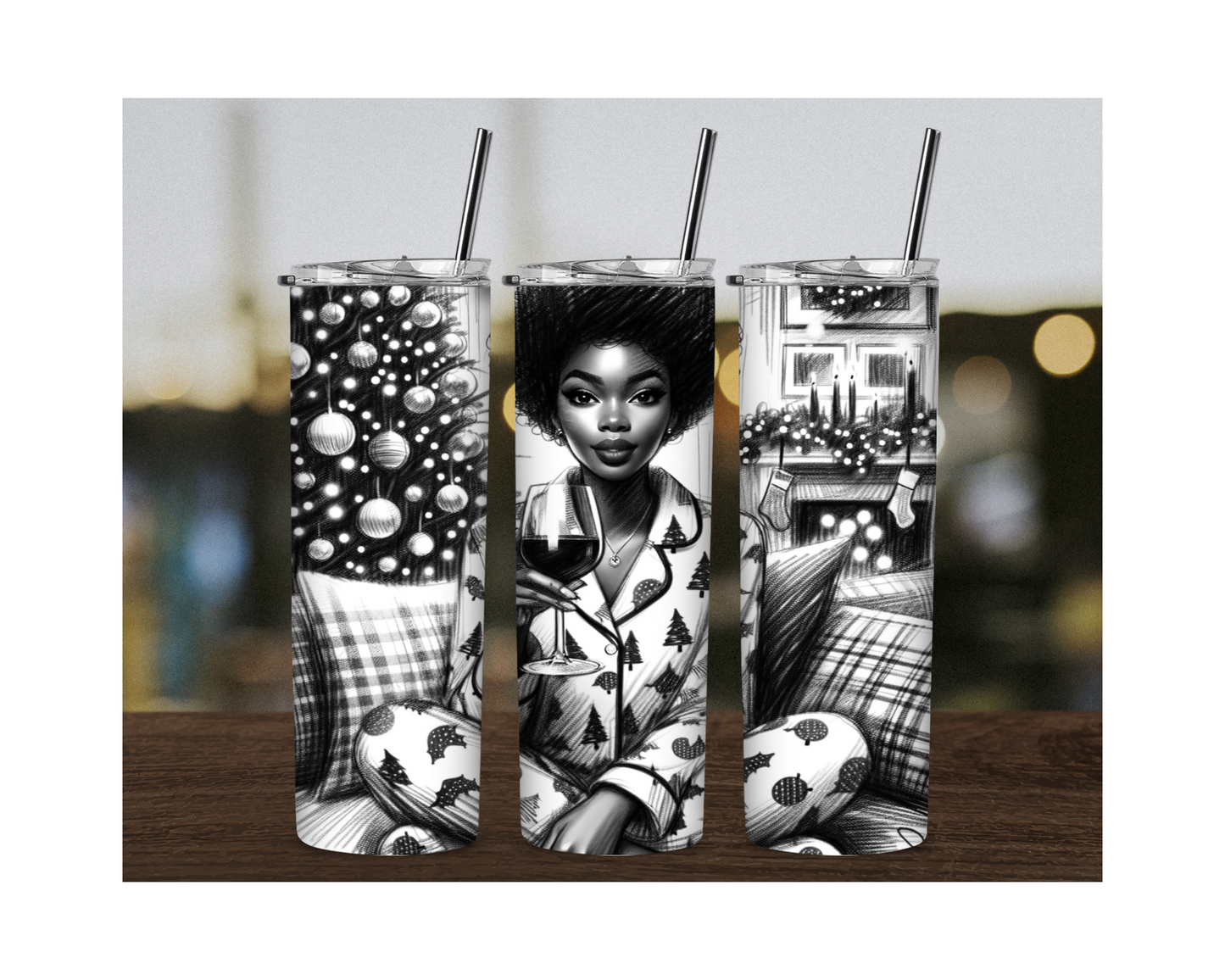 Black Woman Christmas Tumbler - Irie Vybyz Tees & Thingz