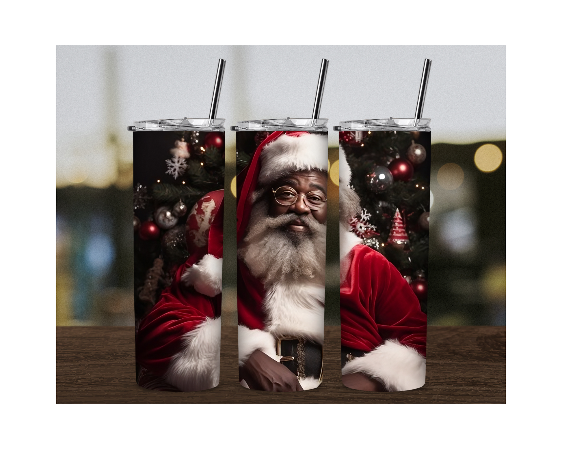 Black Santa 20oz Tumbler - Irie Vybyz Tees & Thingz