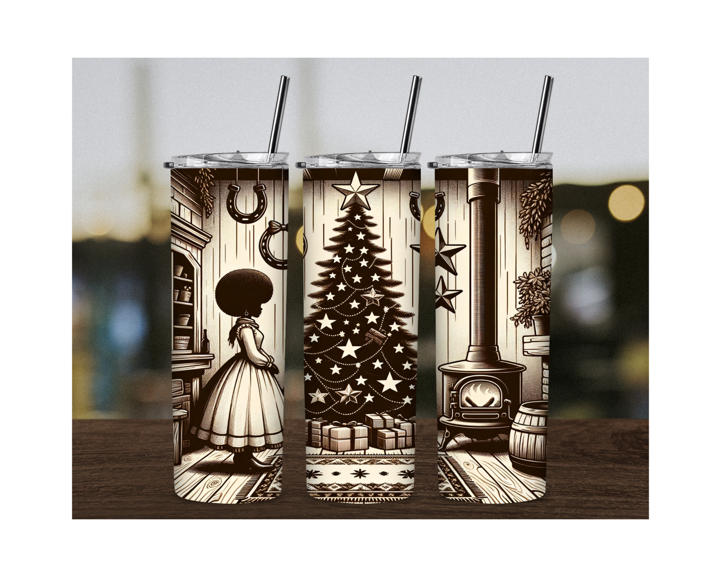 Black Woman Christmas Tumbler - Irie Vybyz Tees & Thingz