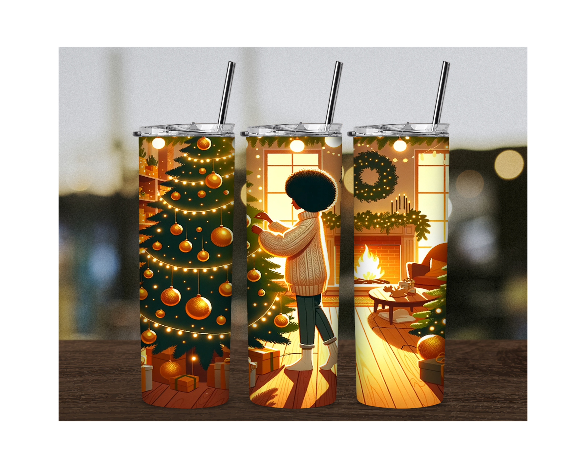 Black Woman Christmas Tumbler - Irie Vybyz Tees & Thingz