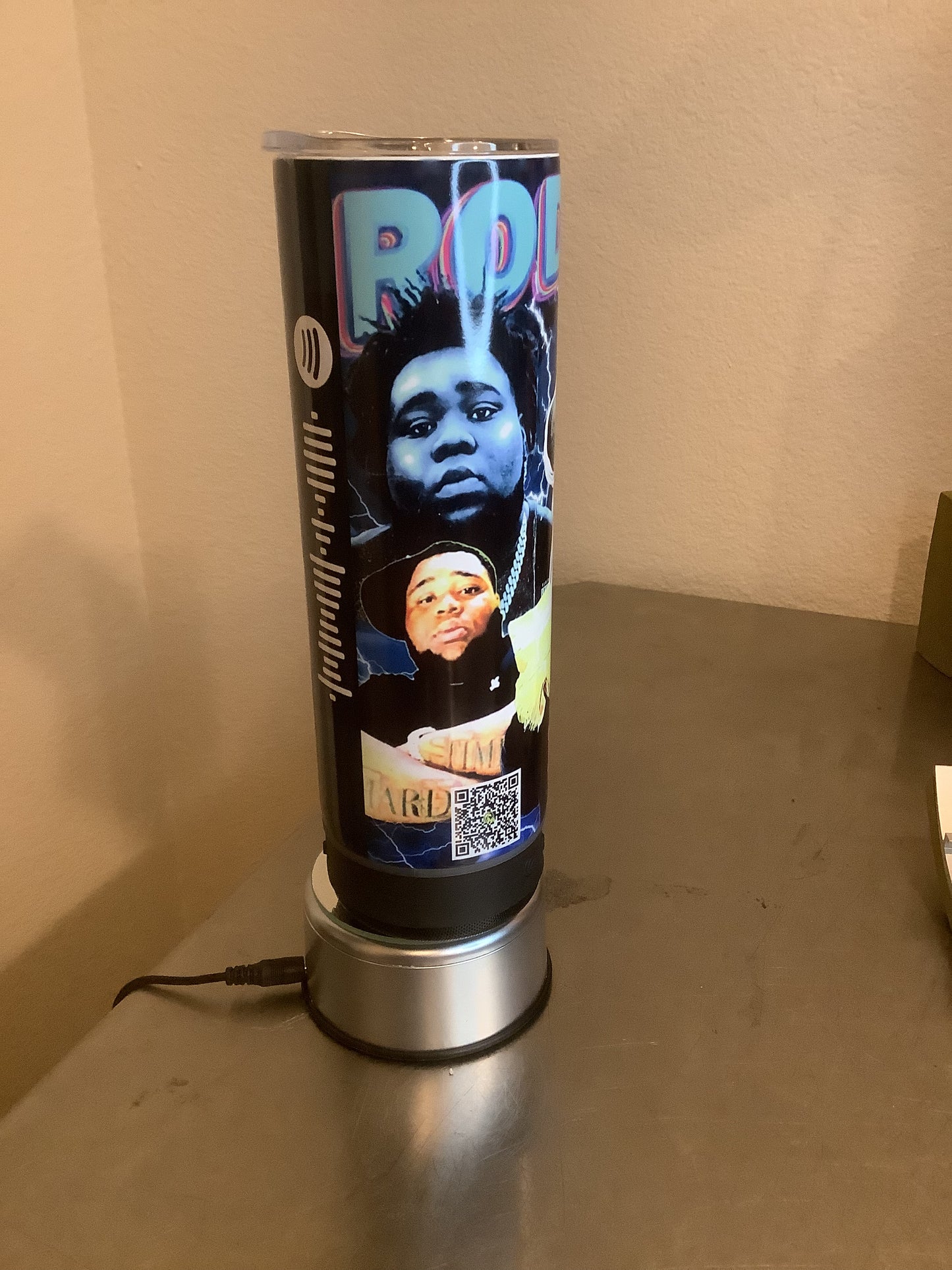 20oz Speaker Tumbler with Rod Wave Design and song codes