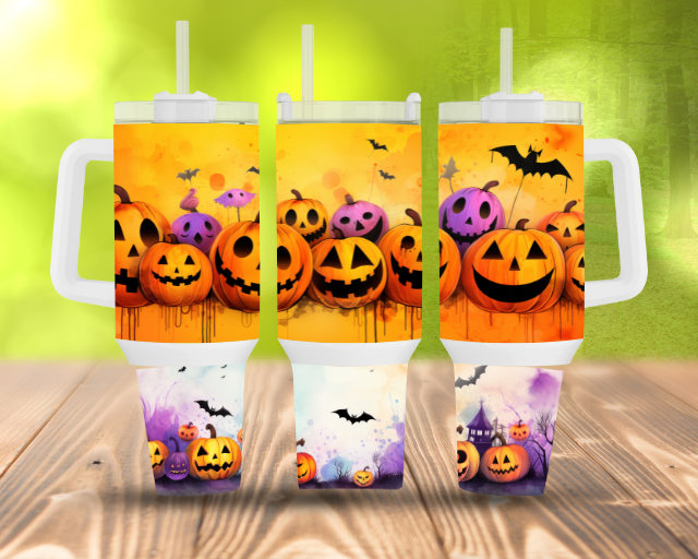 Halloween 40oz Stainless Steel Tumblers with Handle, Lid and Straw