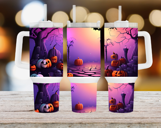 Halloween 40oz Stainless Steel Tumblers with Handle, Lid and Straw