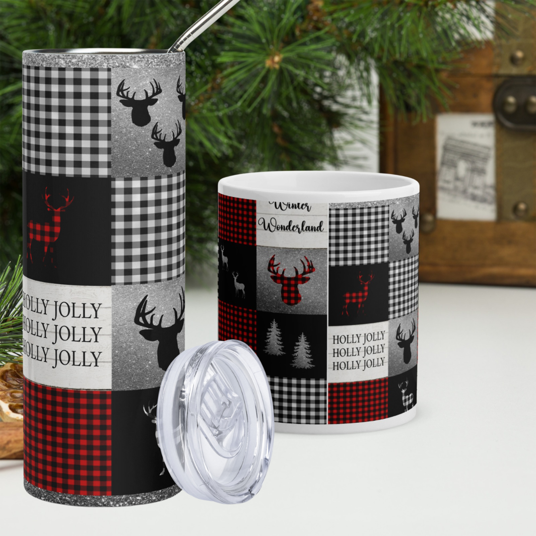 Christmas Drinkware Gift Sets with 20oz Stainless Steel Tumbler and 12oz Coffee Mug