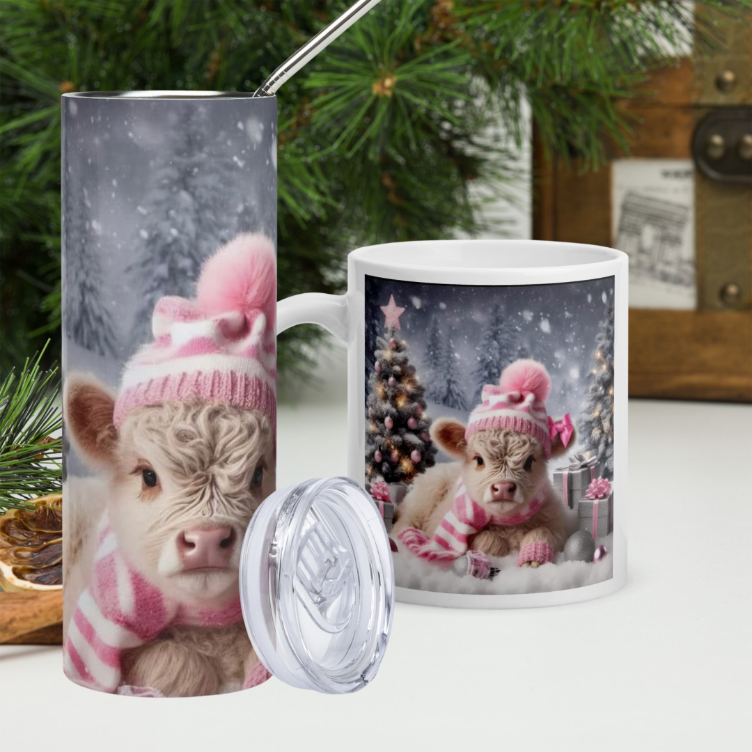 Christmas Drinkware Gift Sets with 20oz Stainless Steel Tumbler and 12oz Coffee Mug