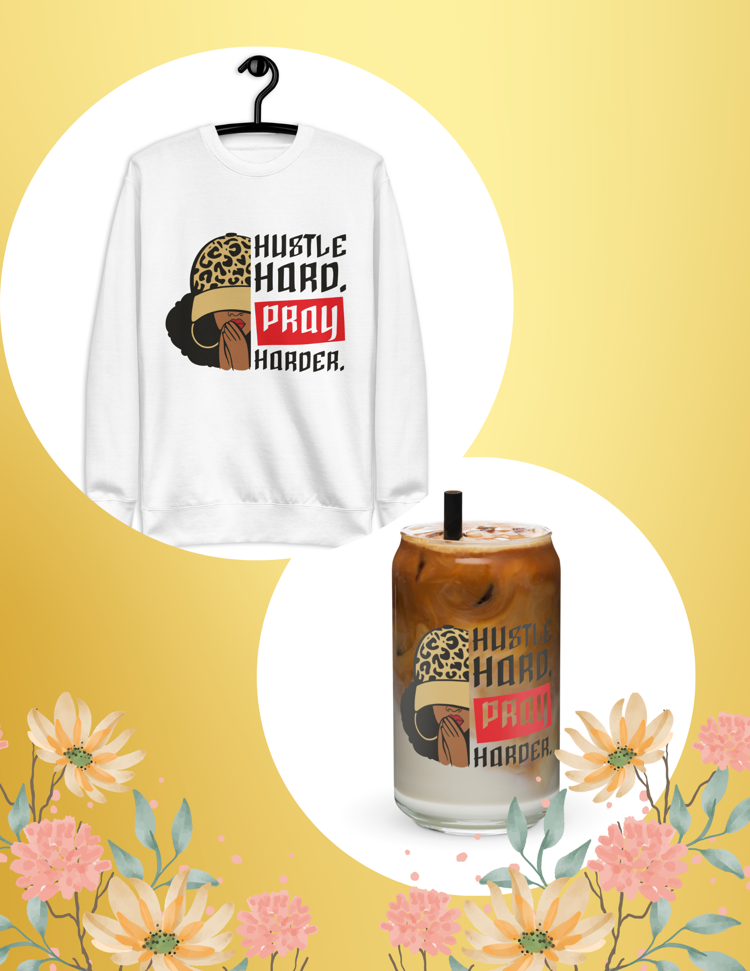 Hustle Hard Pray Harder Black Girl Gift Set - Irie Vybyz Tees & Thingz