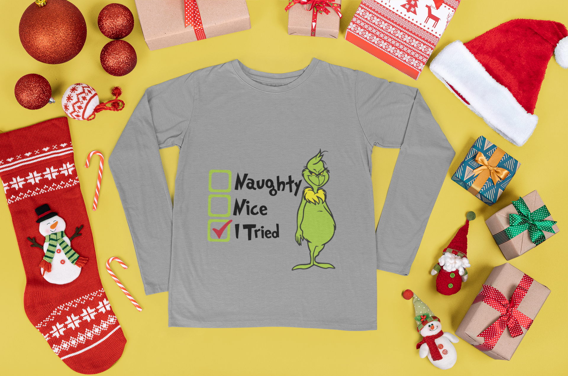 Naughty, Nice, I Tried Grinch List - Irie Vybyz Tees & Thingz