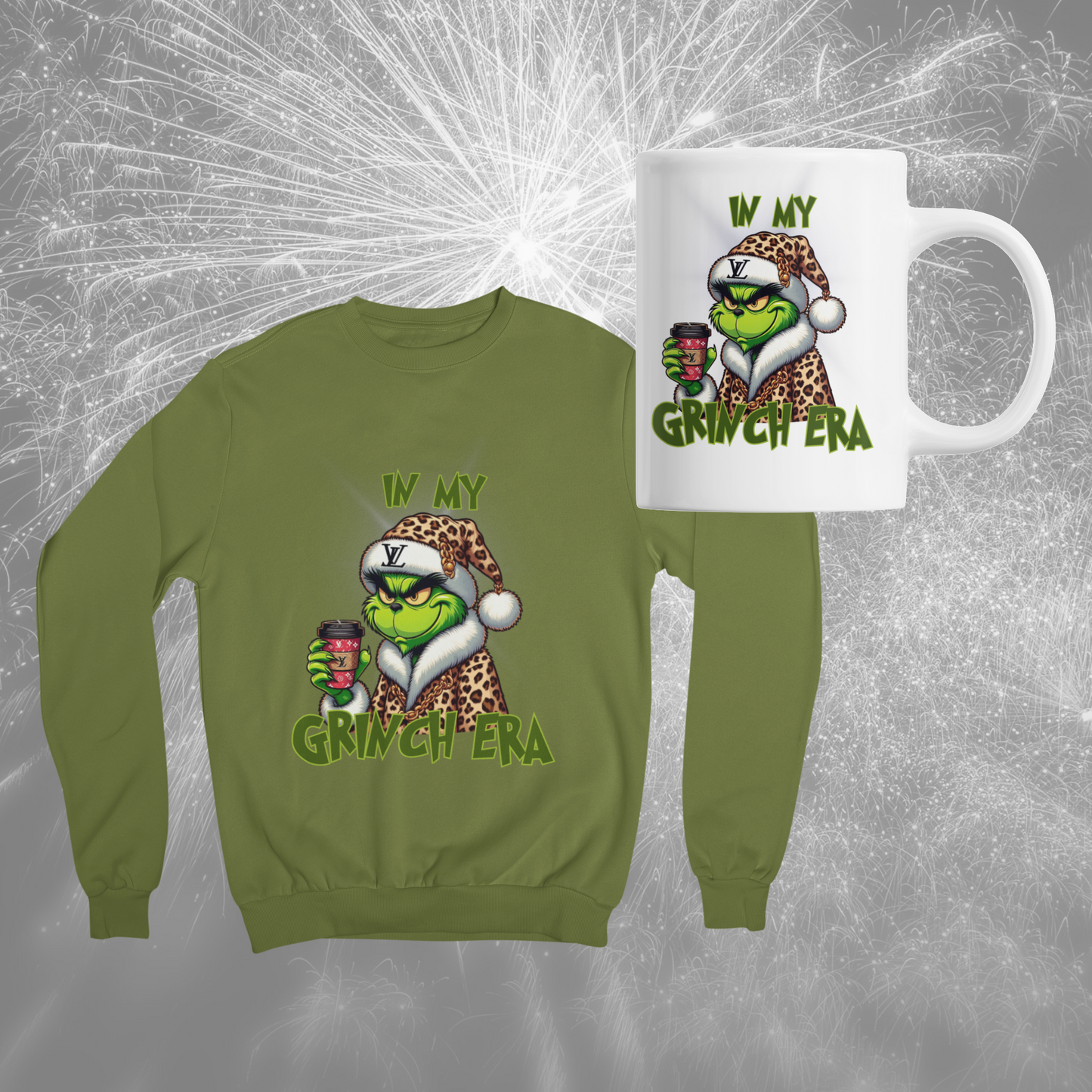 In My Grinch Era Sweatshirt/Pullover/Zip Up Hoodie AND Coffee Mug Gift Set