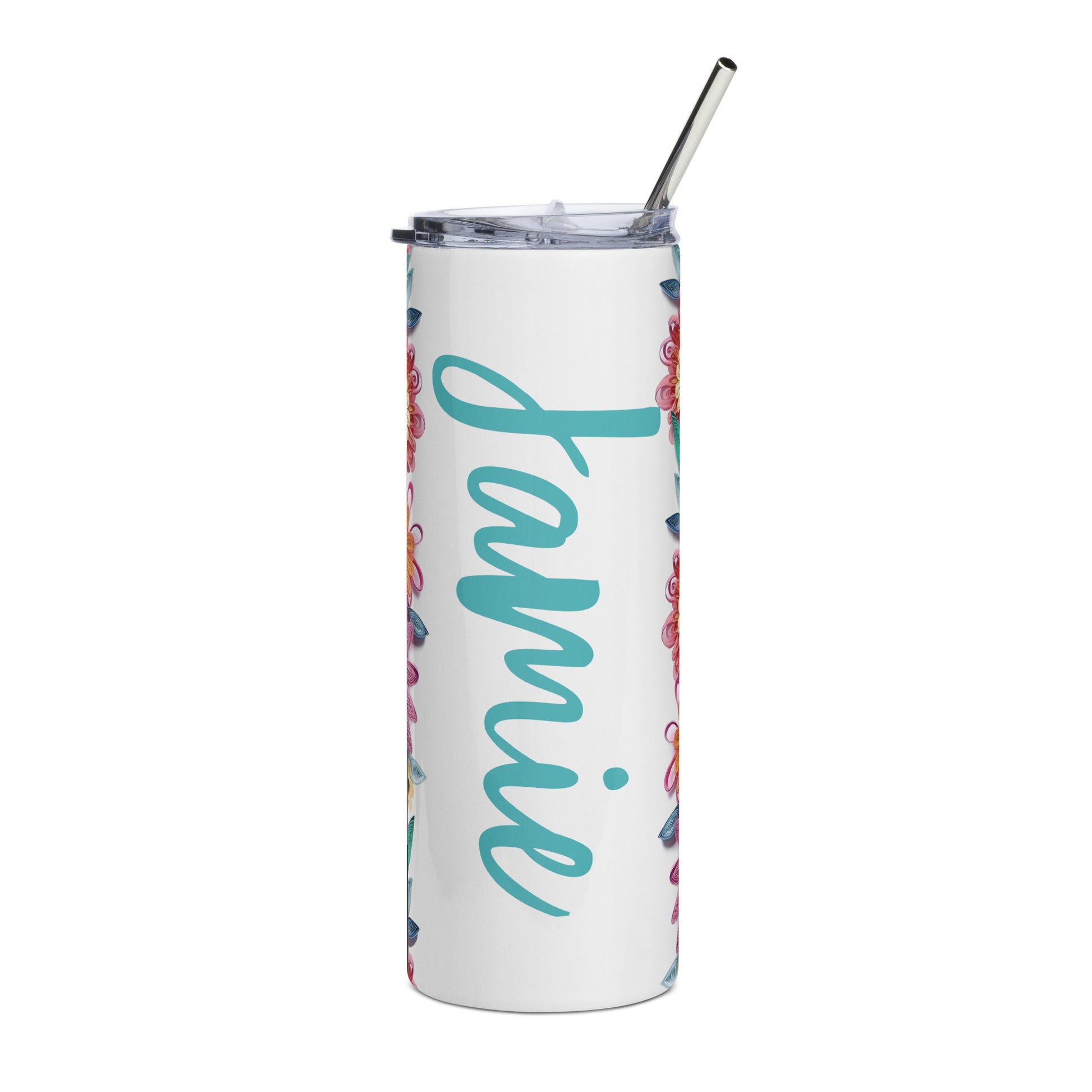 Personalized Floral Tumbler - Irie Vybyz Tees & Thingz