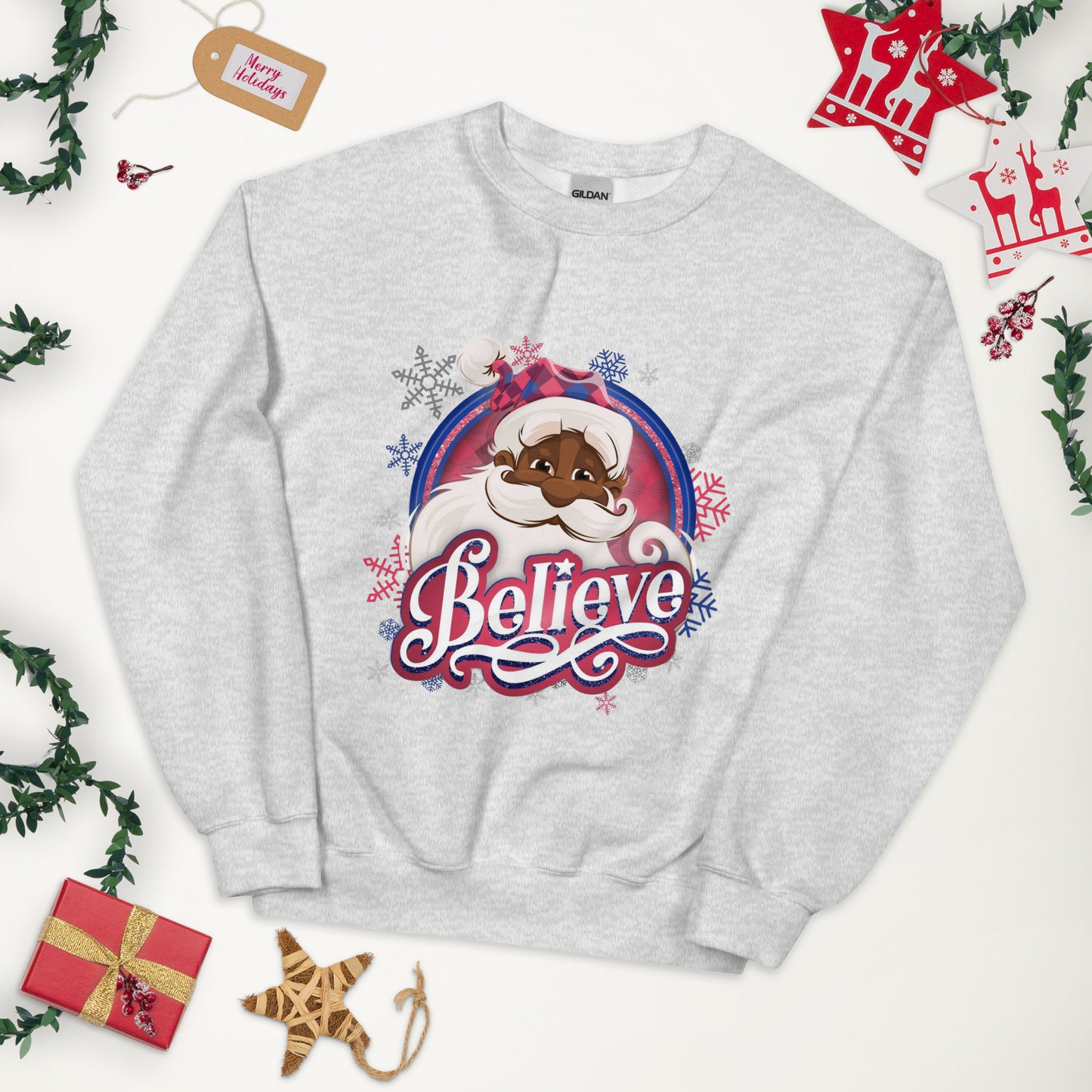 Believe with Black Santa Christmas Tee/Sweatshirt/Hoodie