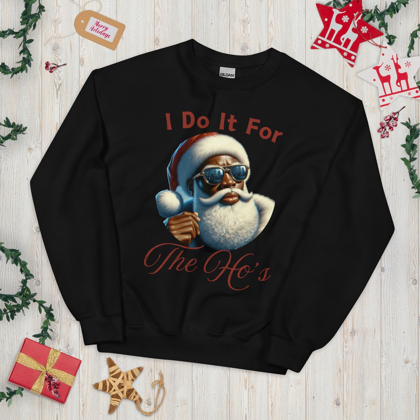 I Do It For the Ho's Black Santa Sweatshirt/Hoodie/Tee