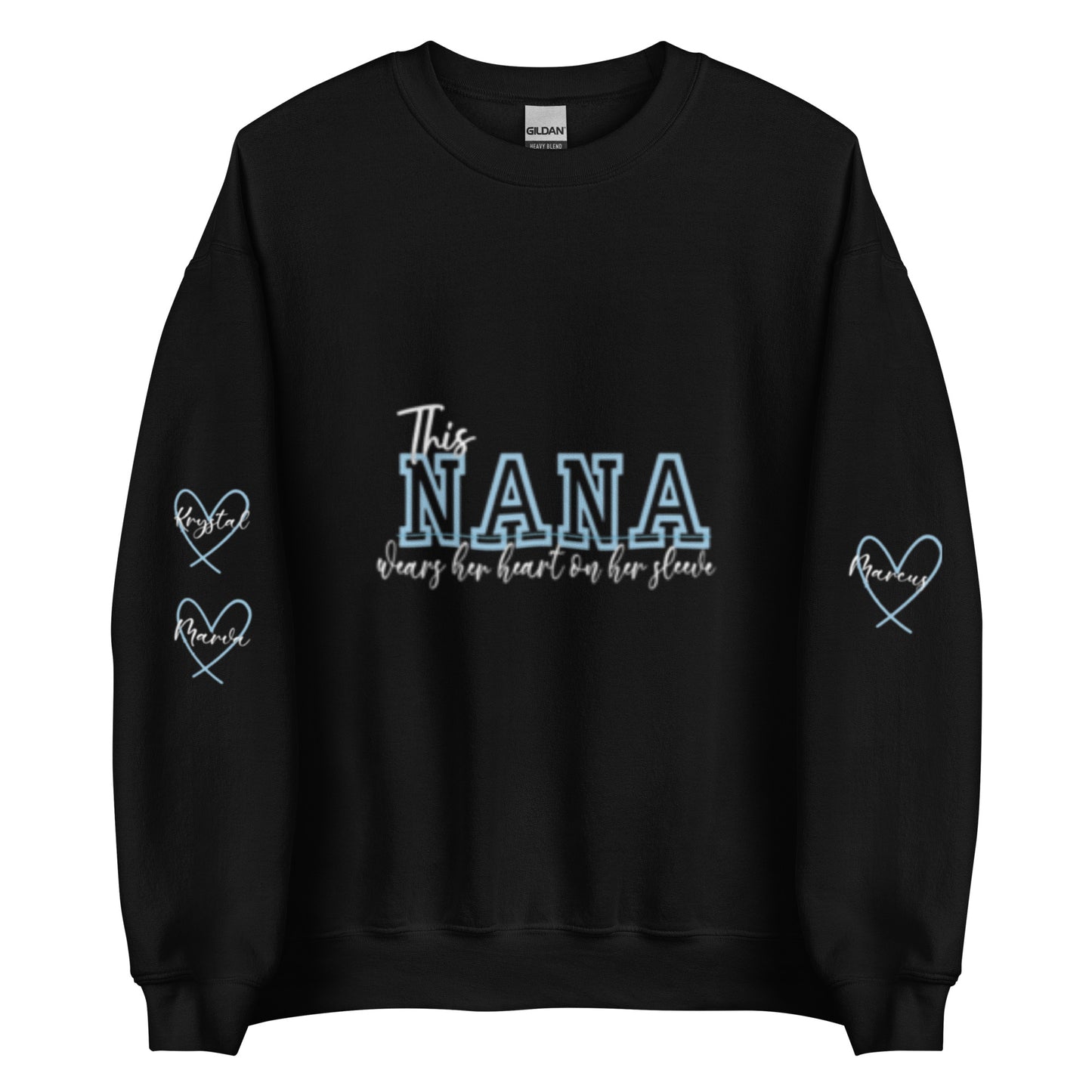 Personalized Heartfelt Sweatshirt – 'This Mama Wears Her Heart on Her Sleeve with Custom Names