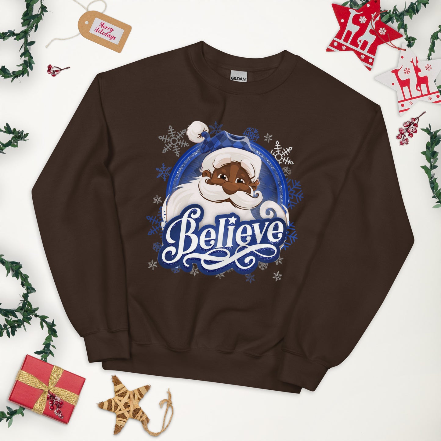 Believe with Black Santa Christmas Tee/Sweatshirt/Hoodie