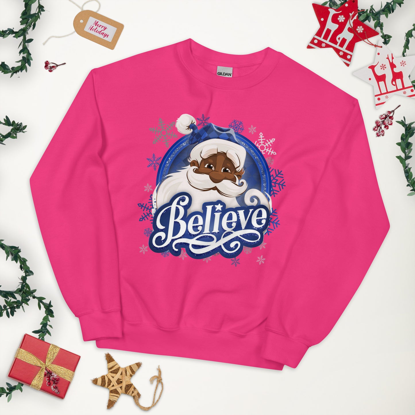 Believe with Black Santa Christmas Tee/Sweatshirt/Hoodie