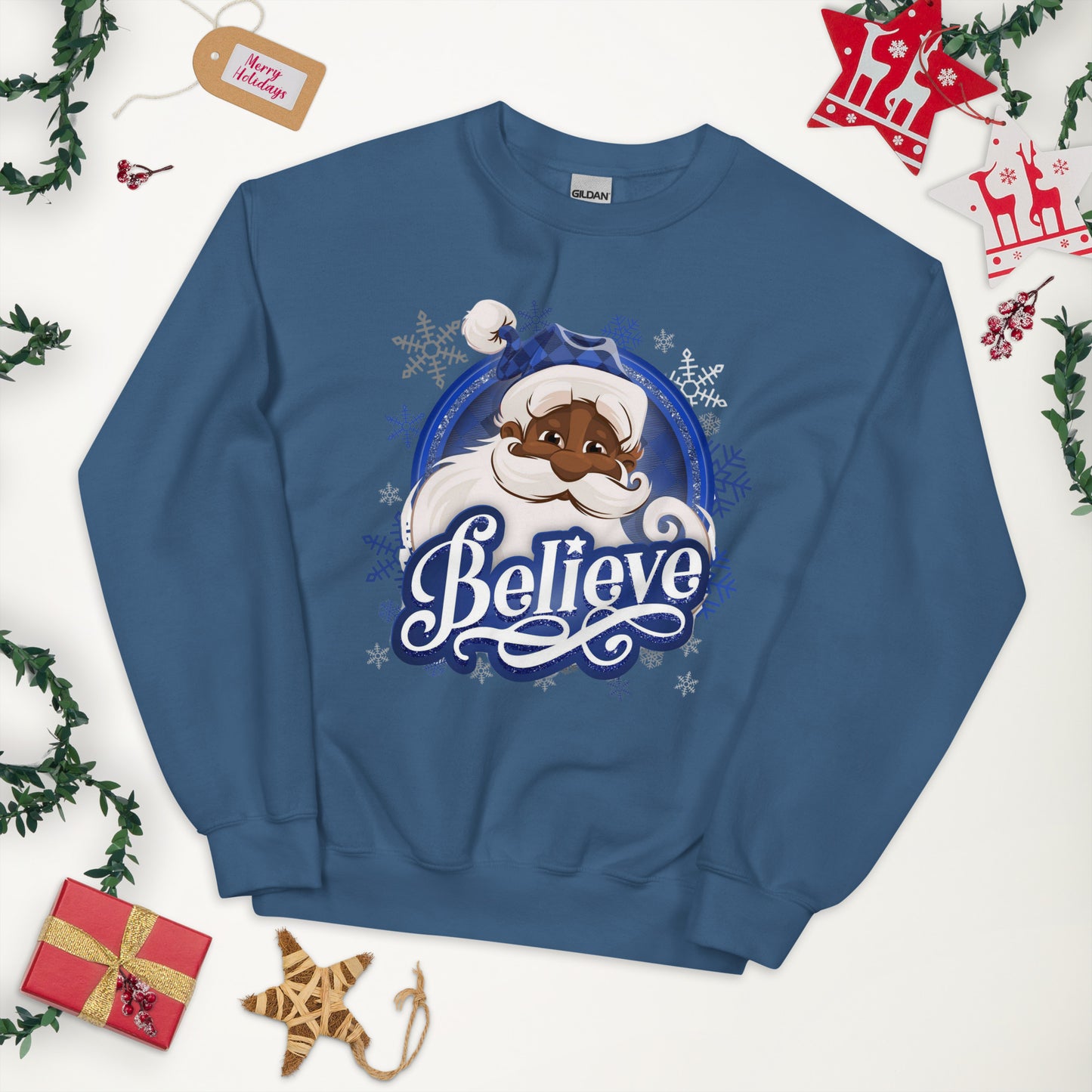 Believe with Black Santa Christmas Tee/Sweatshirt/Hoodie