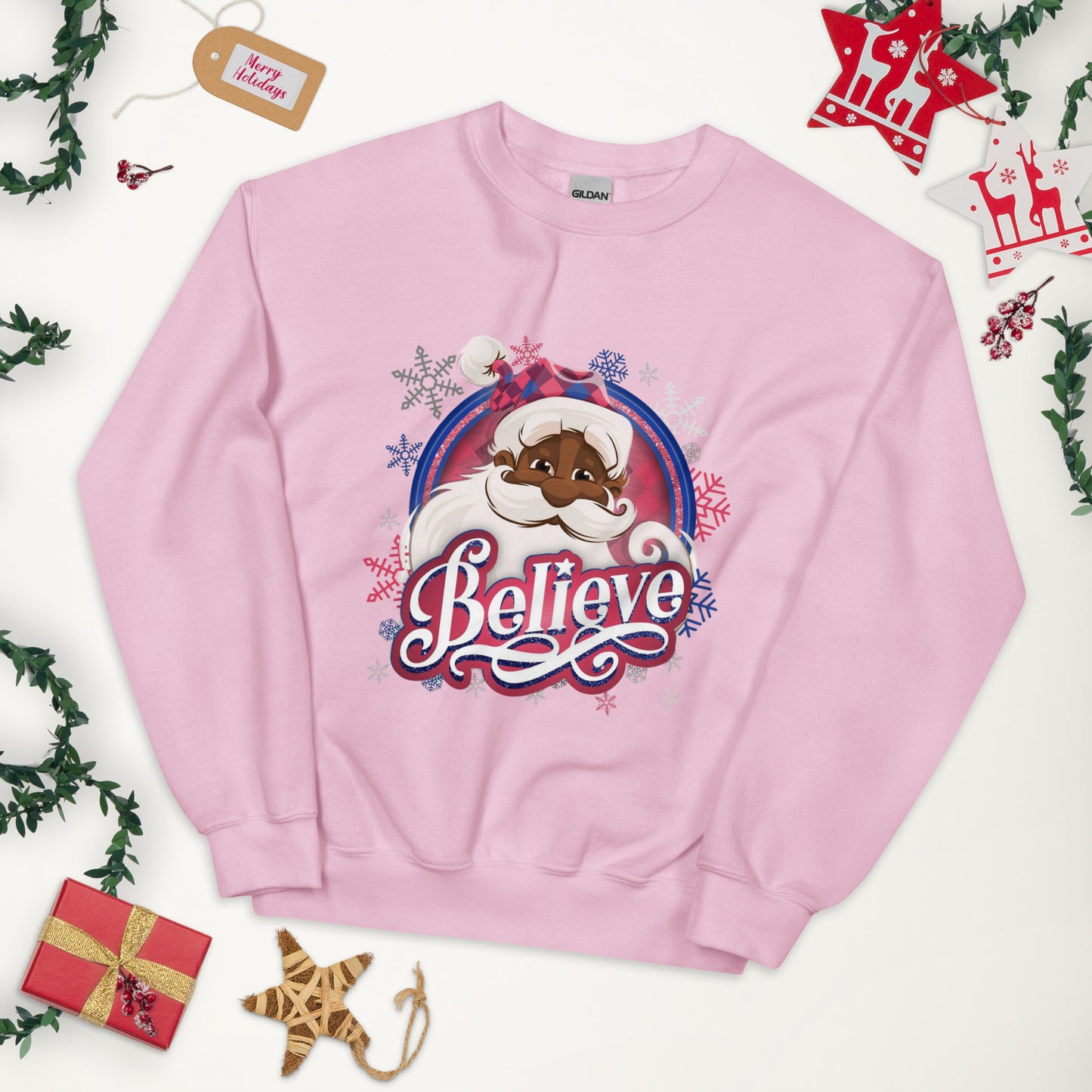 Believe with Black Santa Christmas Tee/Sweatshirt/Hoodie