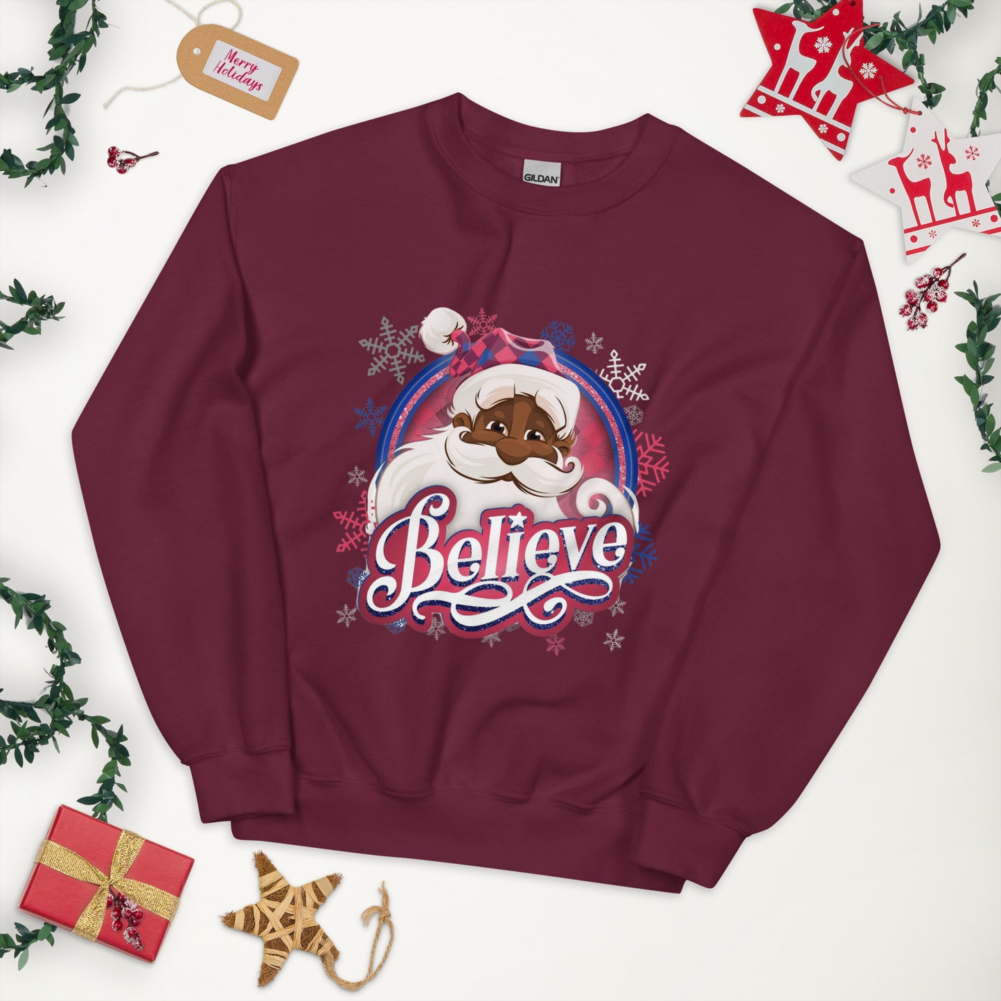 Believe with Black Santa Christmas Tee/Sweatshirt/Hoodie