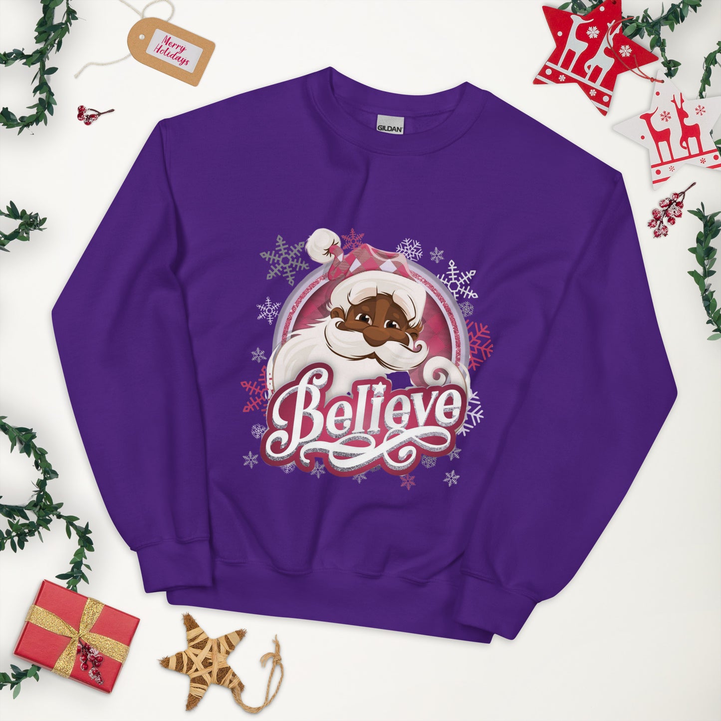 Believe with Black Santa Christmas Tee/Sweatshirt/Hoodie